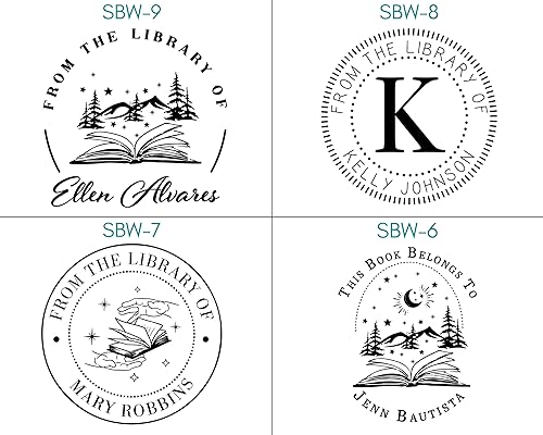 Miniatura 2 de Sello de biblioteca personalizado, autoentintado, mango de madera o relieve, elige tu color, estilo y diseño, sello de biblioteca personalizado -