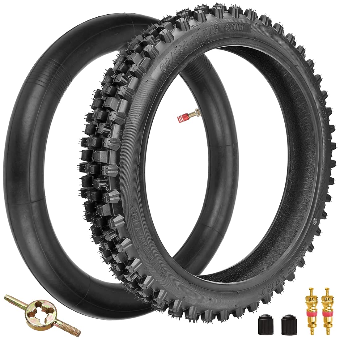 Photo 1 of FVRITO 60/100-14 2.50-14 14 inch Front Tire and Inner Tube for 90cc 110cc 125cc SSR CRF XR70 CR60R KLX110 KX60 Suzuki DRZ DS80 JR80 RM50 Yamaha PW80 TTR90 YZ60 65SX Off Road Motocross Pit Dirt Bike 60/100-14 tire tube