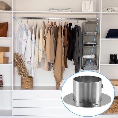 Vista 7 de Semetall Brida de piso de poste de valla de eslabones de cadena de 2 pulgadas, soportes de brida de base de poste redondo de acero inoxidable 304