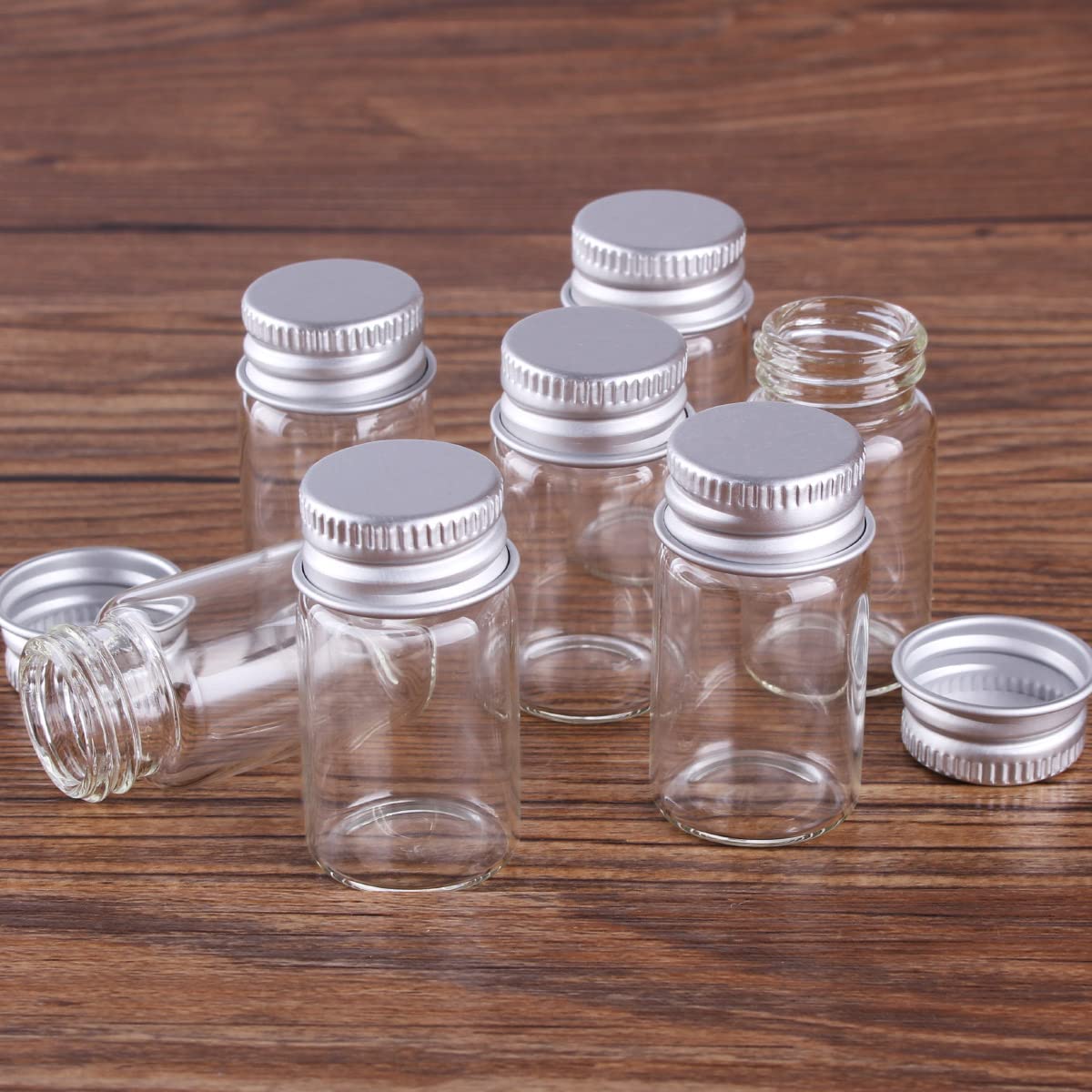 Amazon｜48個7ml-22x40mmアルミ蓋付き透明ガラス瓶、スパイスボトル