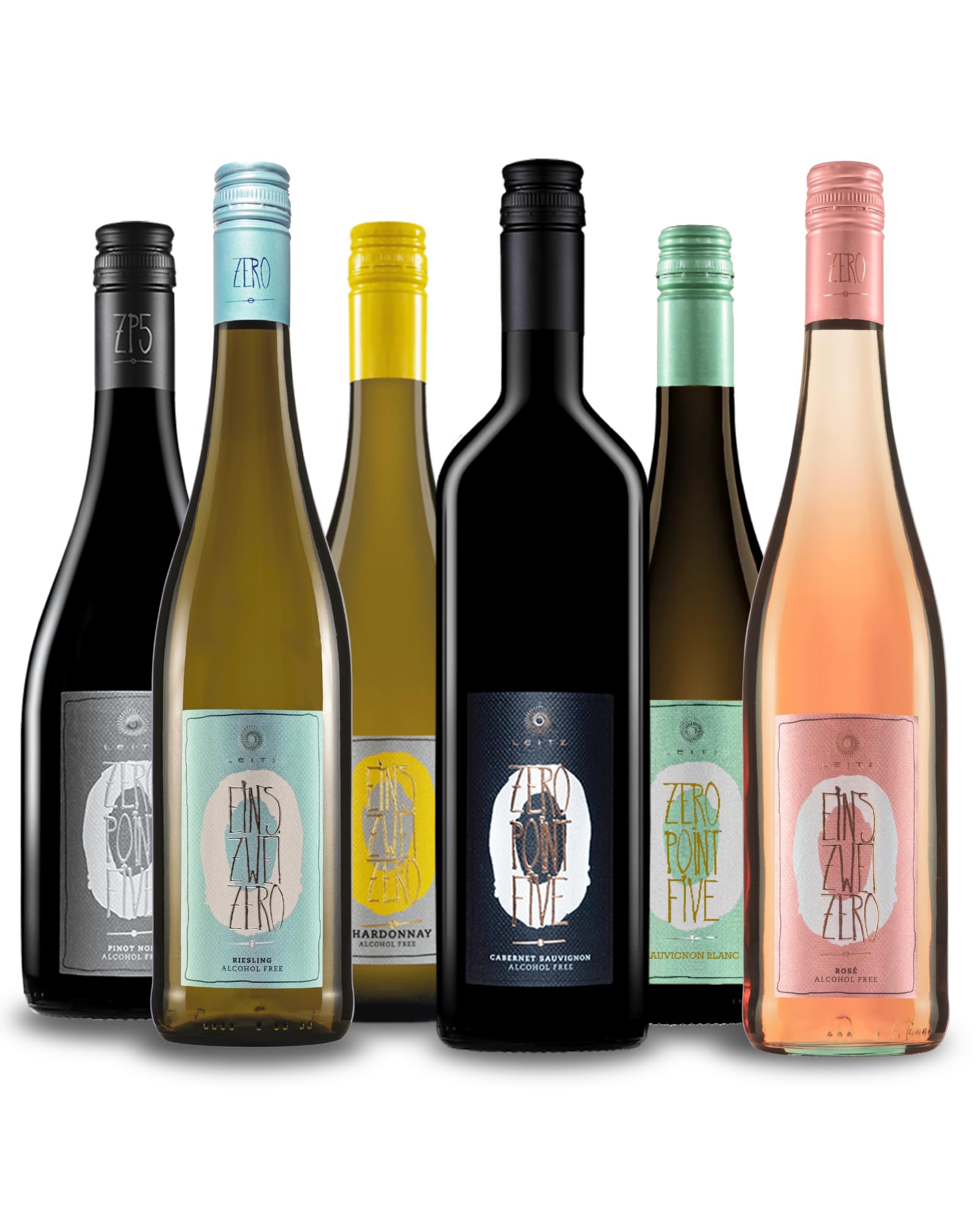 Alkoholfreier Wein von Weingut Leitz | <0,5% vol | 6er Probierpaket | Rotwein, Weißwein & Rosé entalkoholisiert inkl. Gratis Weinausgießer