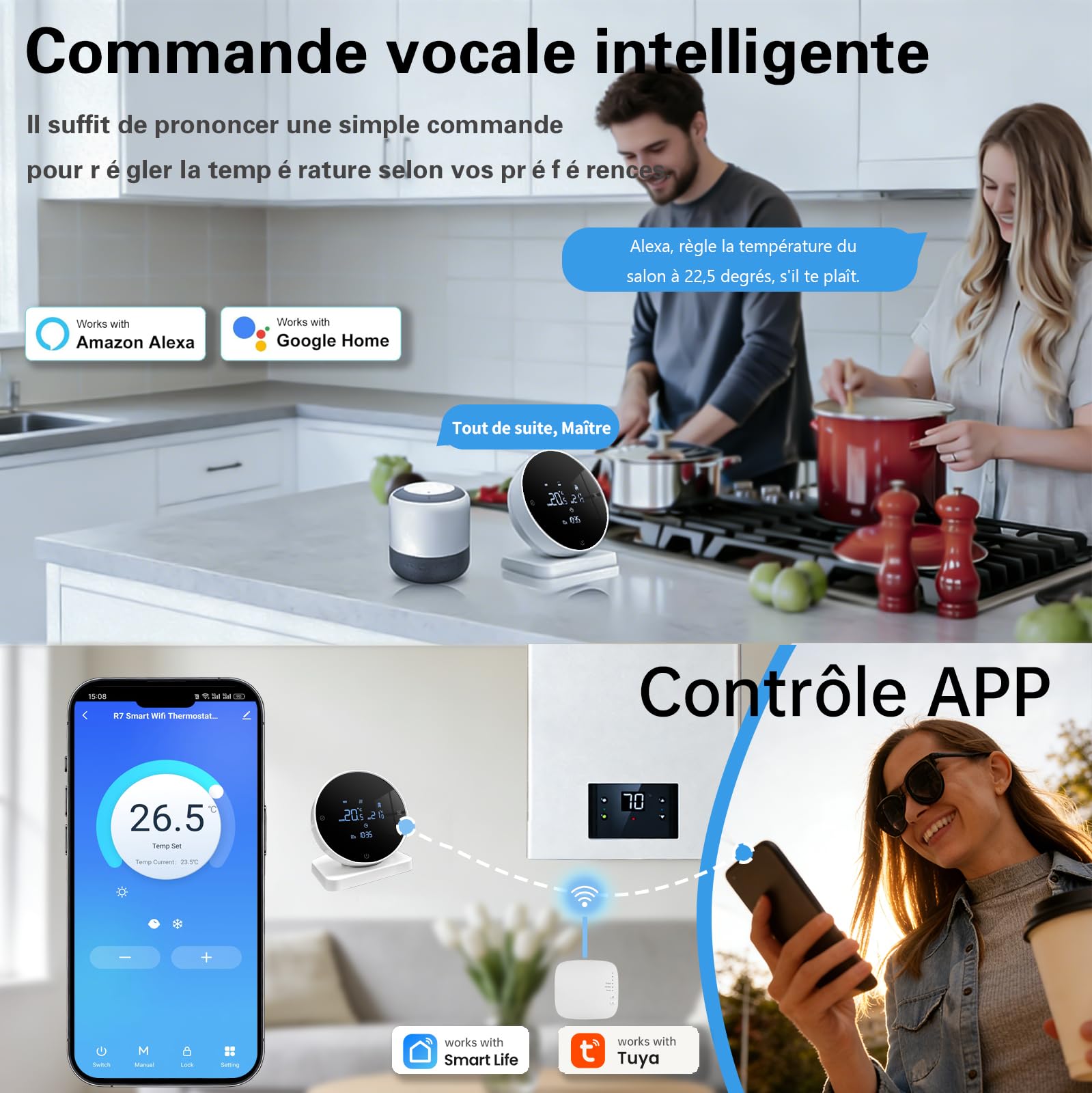 Thermostat Connecté pour Chaudière à Gaz/Chauffage à l'eau Au Sol Murale 3A