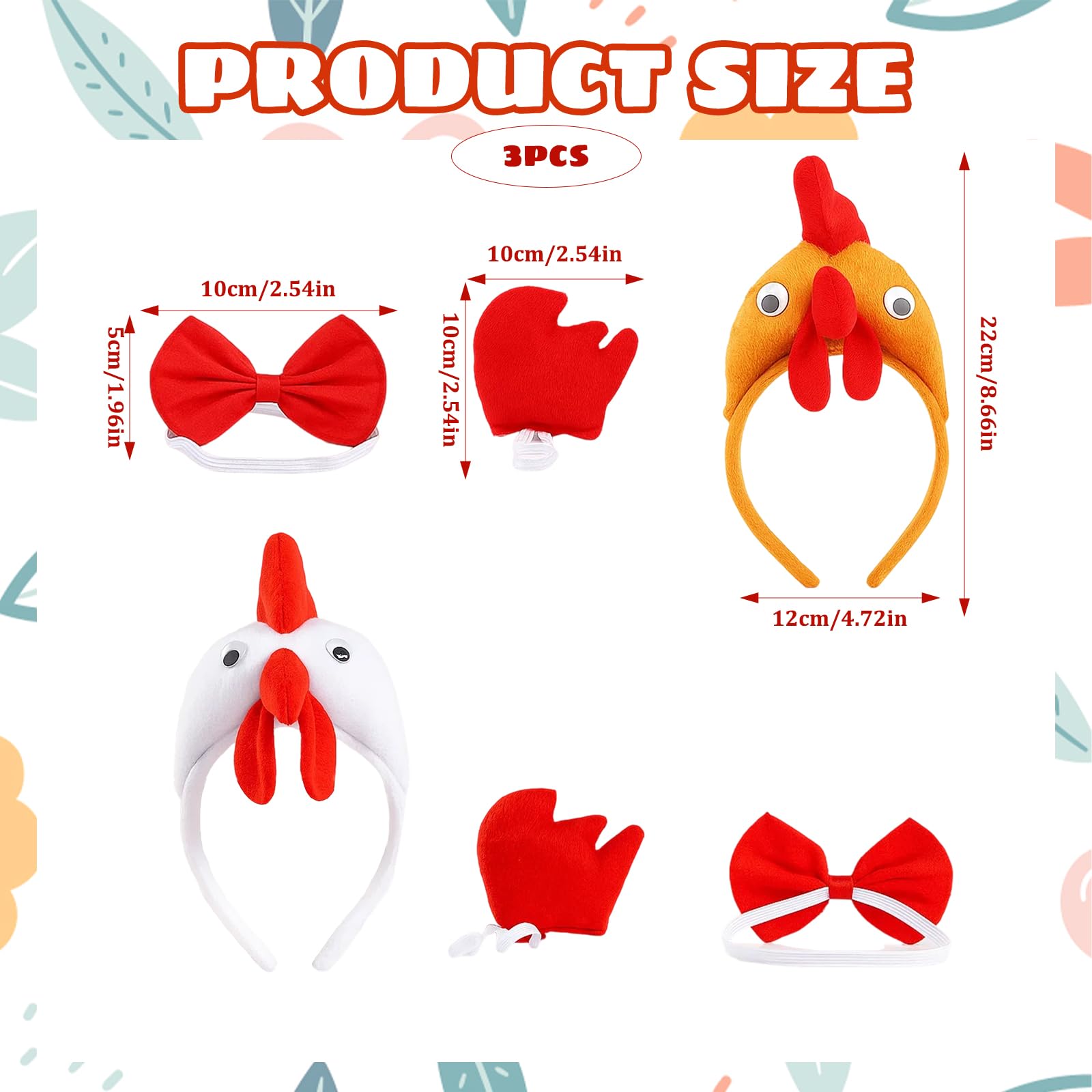 ZeBQrphio 6 Pcs Chicken Costume, Chicken Hat and Outfit for Cosplay Party Halloween,Themed Party and School Drama - Image 2