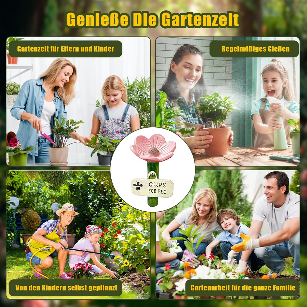 4 Stück Bienentränken Keramik Blumen, Sichere Garten-Insektentränke für Bienen, Schmetterlinge & Bestäuber, Bunte Bienentränken für den Garten, Trinkstelle, Bee Cups für Garten & Balkon