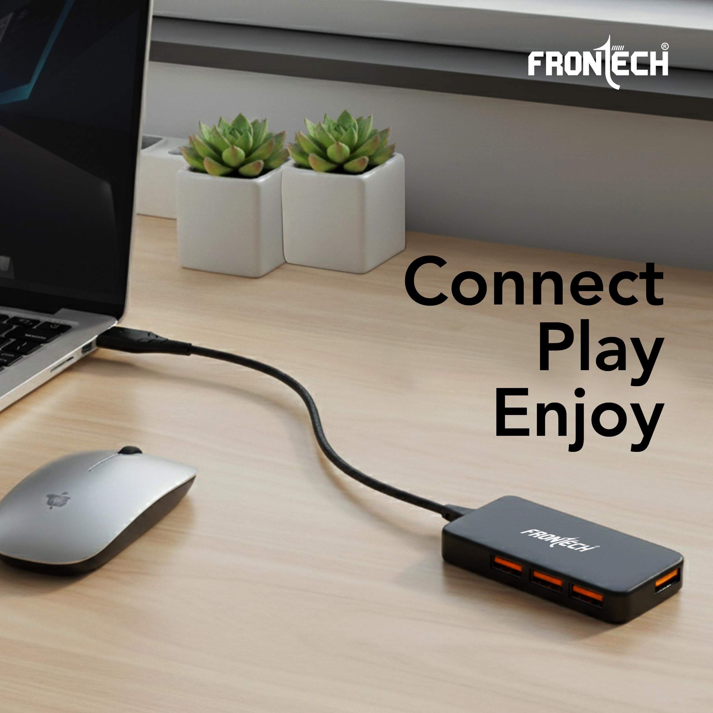 Frontech USB Hub with 4 Port, Switches & LED Indicators, Extra Power Support, 480 Mbps Speed - Each Port, Fuse Protection for PC, USB Flash Drives, Backed with 1 Year Warranty (NC-0062) — Amazon image 6