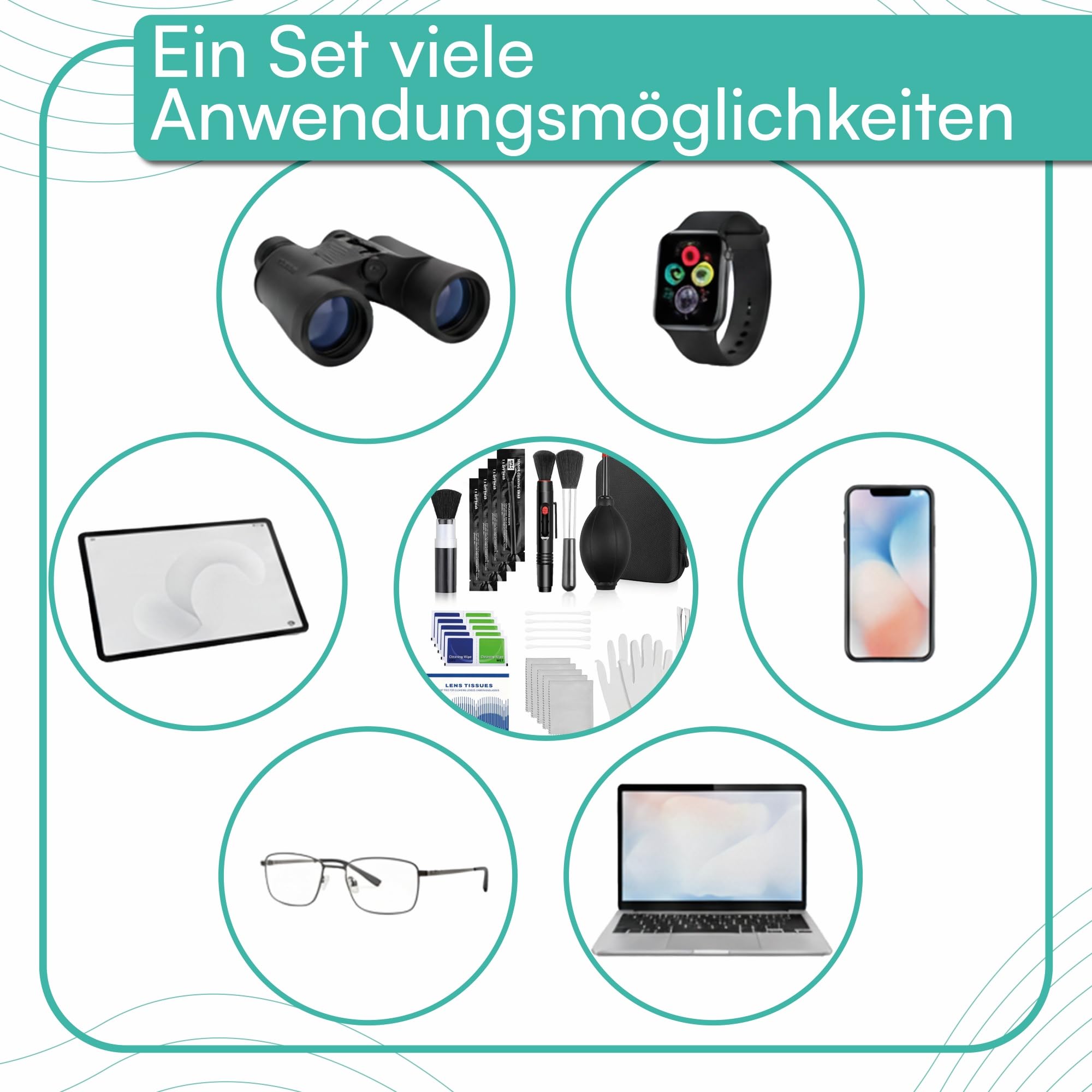pixly Set di pulizia per fotocamera, 16 pezzi, professionale DSLR con soffietto, penna 2 in 1, pennello per la pulizia, guanti e panni in microfibra, per fotocamera, obiettivo e sensore