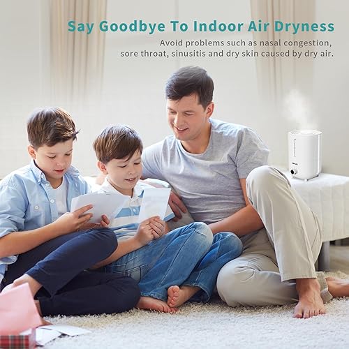 Miniatura 7 de DEHOZO Humidificadores para dormitorio, bebé, 2.6 L, llenado superior para habitaciones grandes, oficinas, habitación de niños, 25 dB, silencioso,