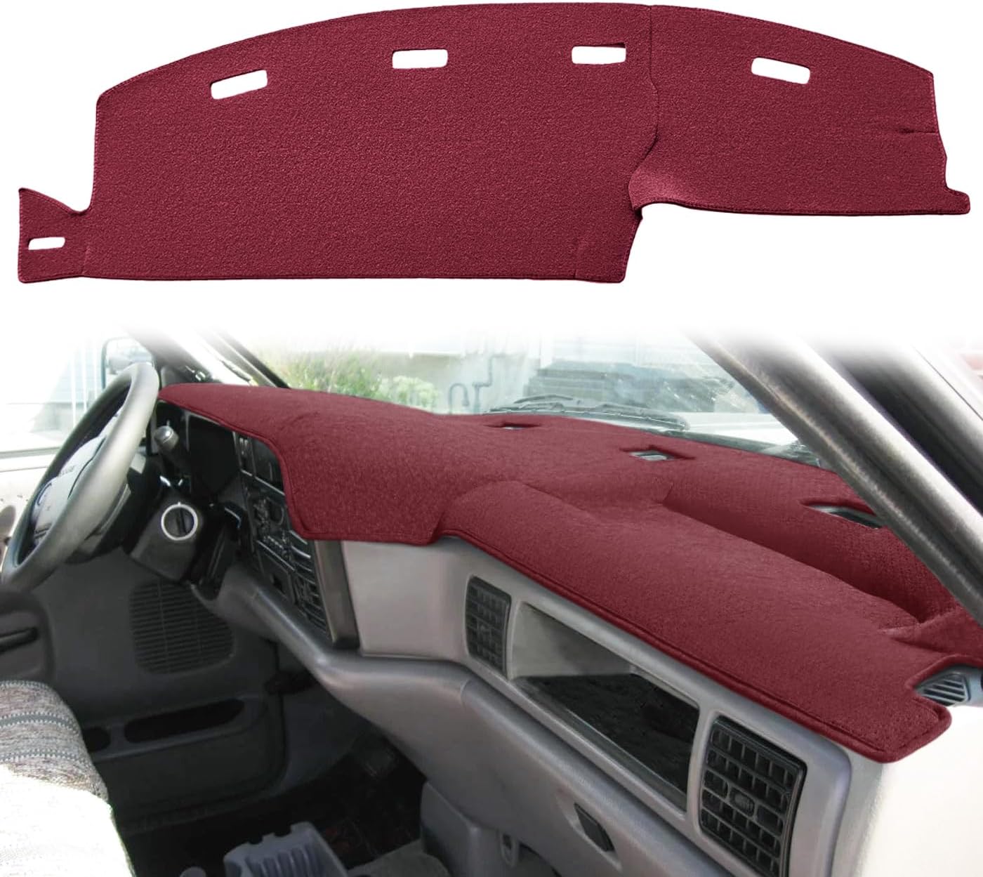 Yiz Dashboard Cover Dash Mat Pad Custom Fit for 2006-2008 Dodge Ram 1500 2500 3500,2009 Ram 2500 3500 4500 5500,2010 Ram 4500 5500 Without Cutout for Dash Speakers (06-08 Black) J16
