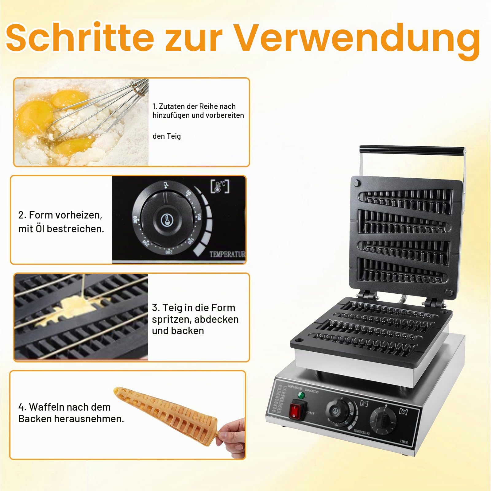 Kommerzieller Waffelmaschine,Waffeln Am Stiel,220–240 V 50 Hz | Lolly-Waffle-Maker,4 Stück Tannenbaum-Form,Mit Antihaft-Teflonbeschichtung Für Café, Restaurant Und Dessertladen