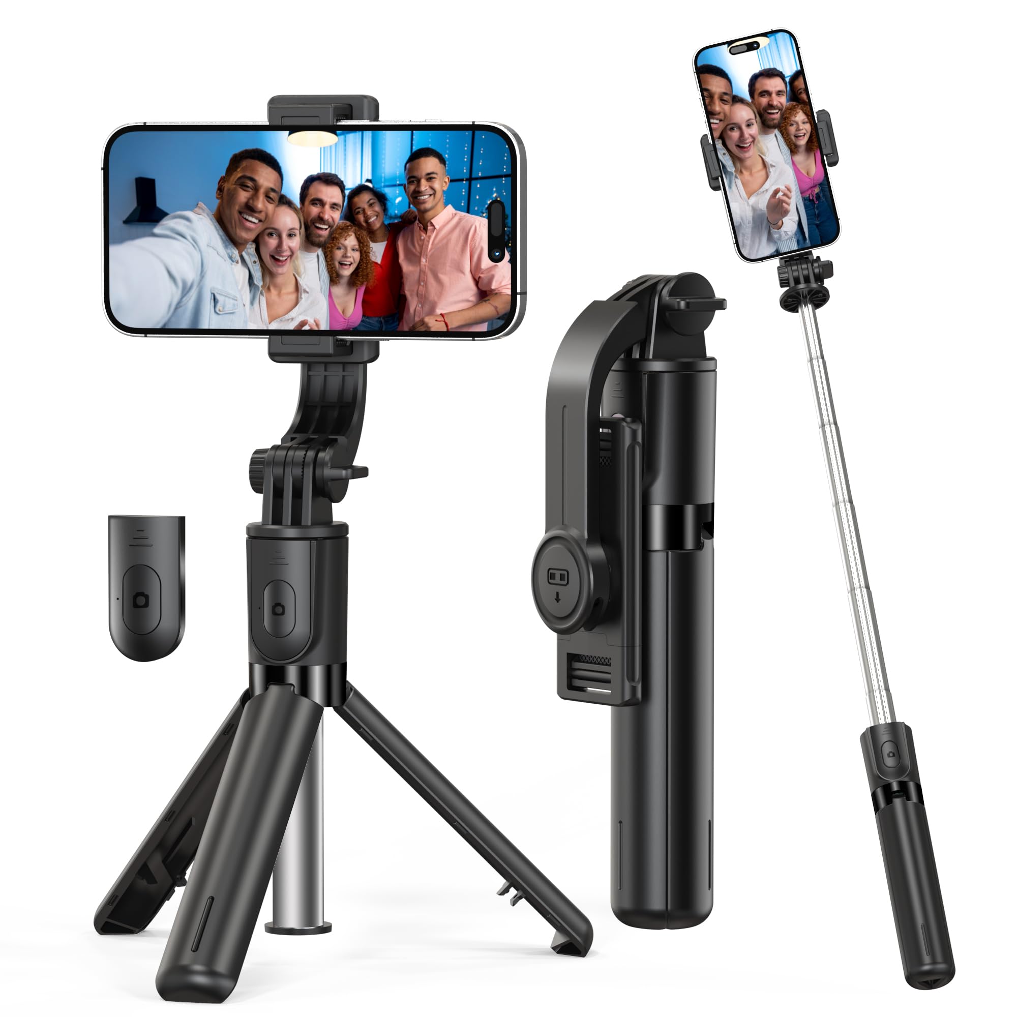 Sounce 3-in-1 Foldable Tripod Selfie Stick with Detachable Wireless Remote | Lightweight & Portable Phone Tripod | Compatible with iPhone & Android Smartphones | for Vlogging, Selfies & Photography-picture-10