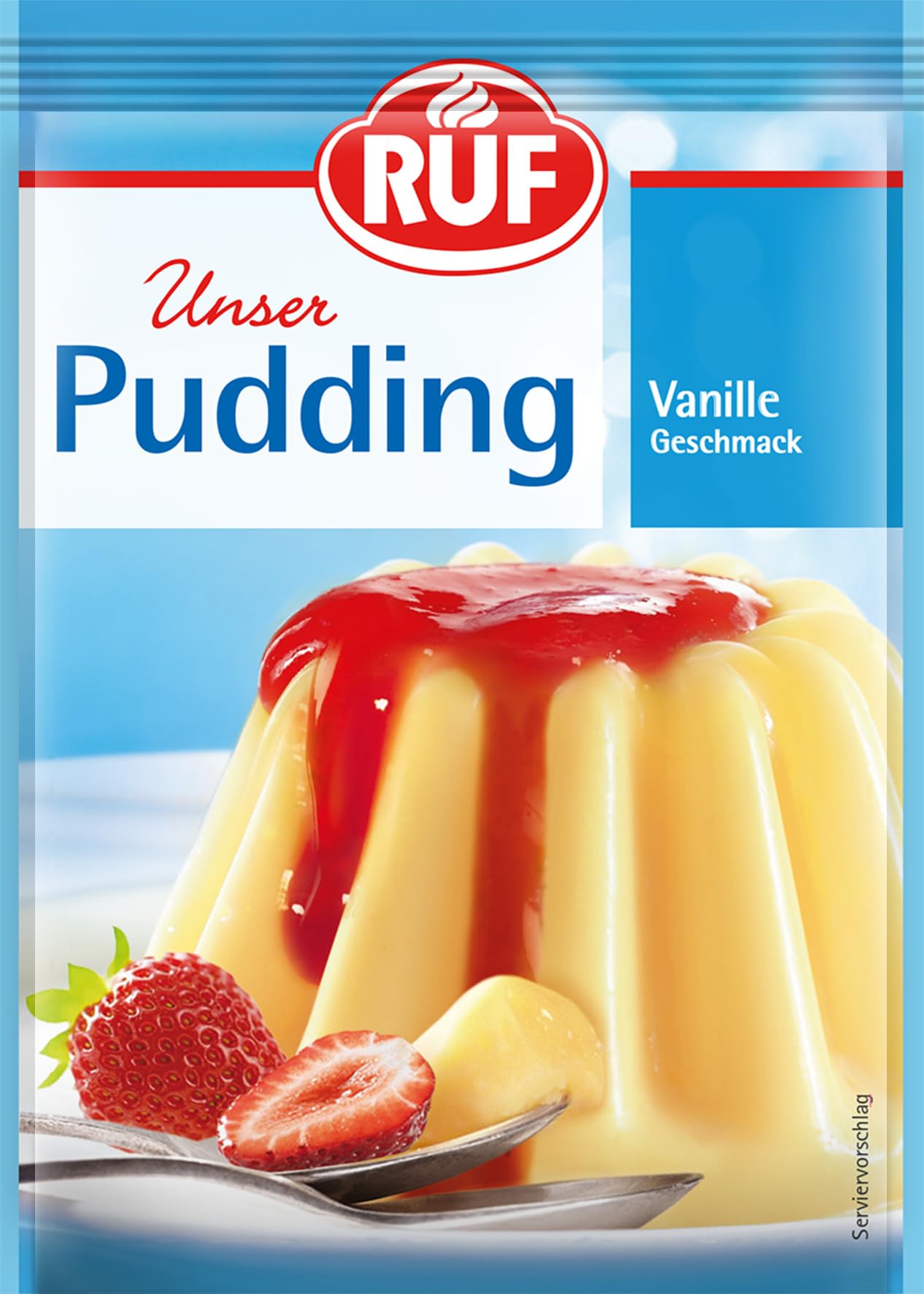 RUF Vanillepudding, Puddingpulver mit feinem Vanillearoma, nur mit Milch und Zucker aufkochen, glutenfrei & vegan, 5 x 37 g