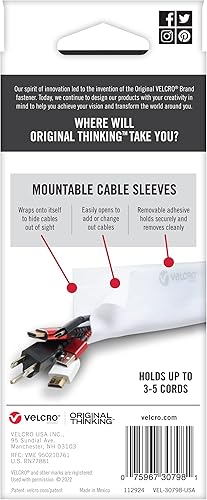 Miniatura 13 de VELCRO Brand Fundas para cables. Organiza cables desordenados en el escritorio, detrás de la TV o la consola de juegos. 16 pulgadas (2 x 8 pulgadas)