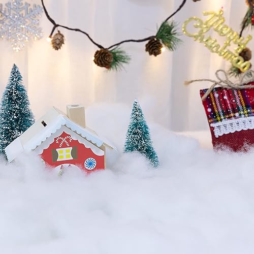 Miniatura 4 de Biggun Decoración de nieve falsa de Navidad, manta de nieve artificial de 20 onzas, decoración de nieve falsa de Navidad, esponjosa, fibra de nieve