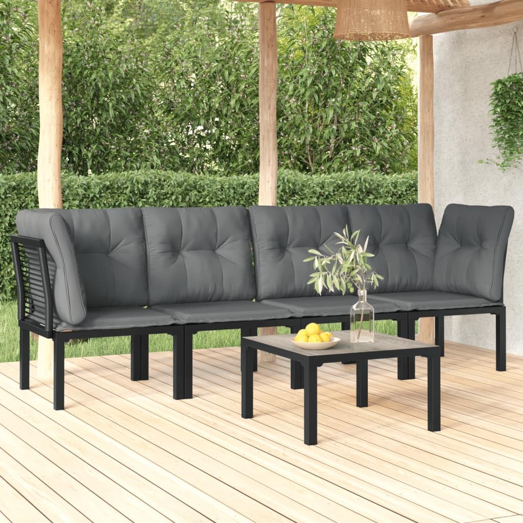 Salon de jardin 5 pièces table chaises terrasse balcon jardin résistant intempéries polyrotin