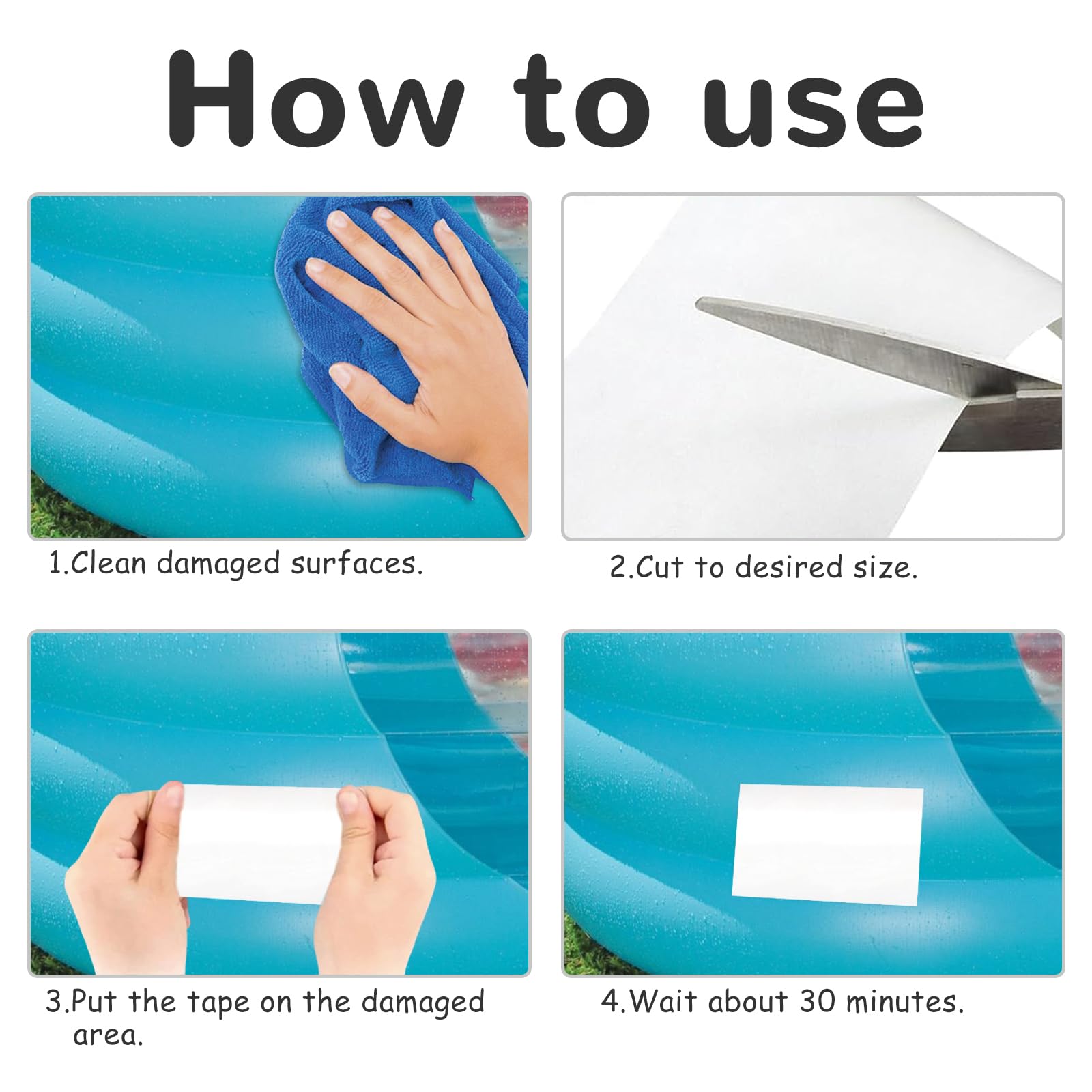 Kit Rustine Piscine 10x150cm - Ruban TPU Auto-Adhésif Transparent | Réparation Liner Étang | Sous Eau