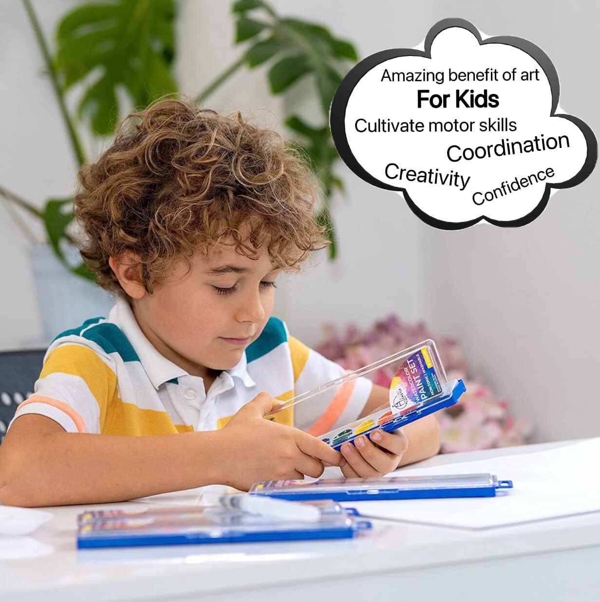 Complete 24 Watercolor Paint Set in 8 Vibrant Colors - Fun and Washable Paint for Kids and Adults with 24 Brushes, Paint Tray Palette, and Water Brush Pen - Ideal Creativity Kit for Home and School : Arts, Crafts & Sewing