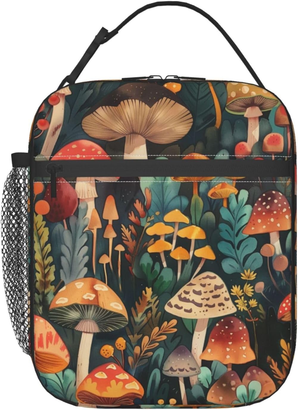 Insulated Lunch Box for Boys Kids Men Mushroom Lunch Bag for Work,Picnic,School,Travel,Hiking, Beach or Fishing Polyester Forest Mushroom Lunch Box
