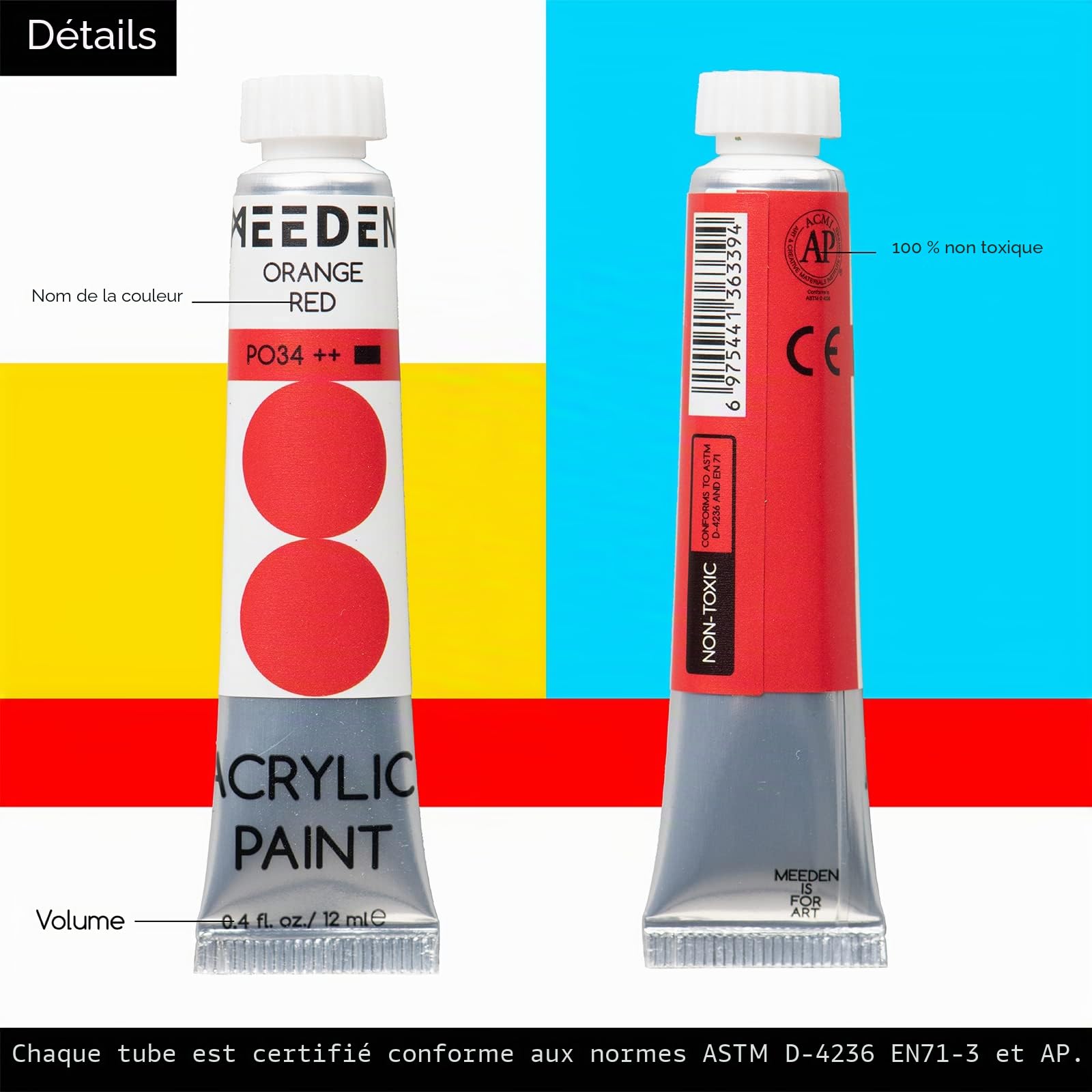 MEEDEN Peinture Acrylique épaisse: 100 Couleurs 0.41 fl Oz /12ml