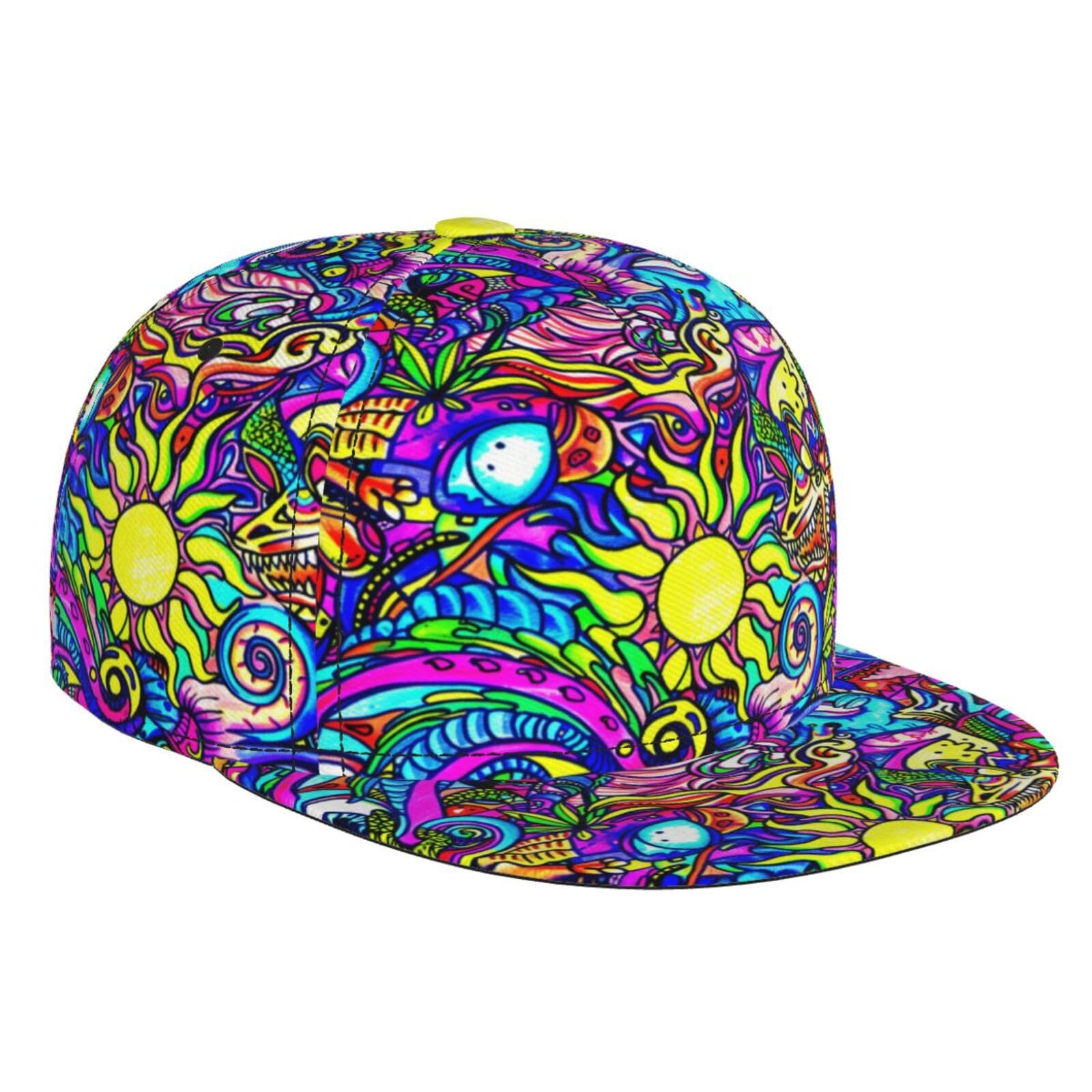 Cute Snapback Hat Hip Hop Style, Adjustable Baseball Cap, Flat Bill Trucker Hat for Men Women