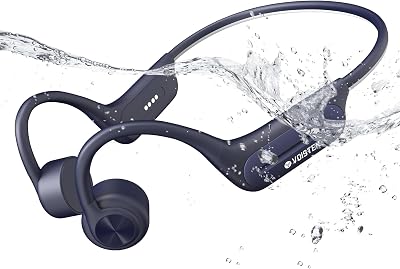Bone Conduction Headphones Earbuds, Swimming Headphones,with IP68 Waterproof, Wireless Bluetooth v5.3, Built-in 32G MP3 Player,Open Ear Headphones for Running,Cycling,Swimming,Workouts(Blue)