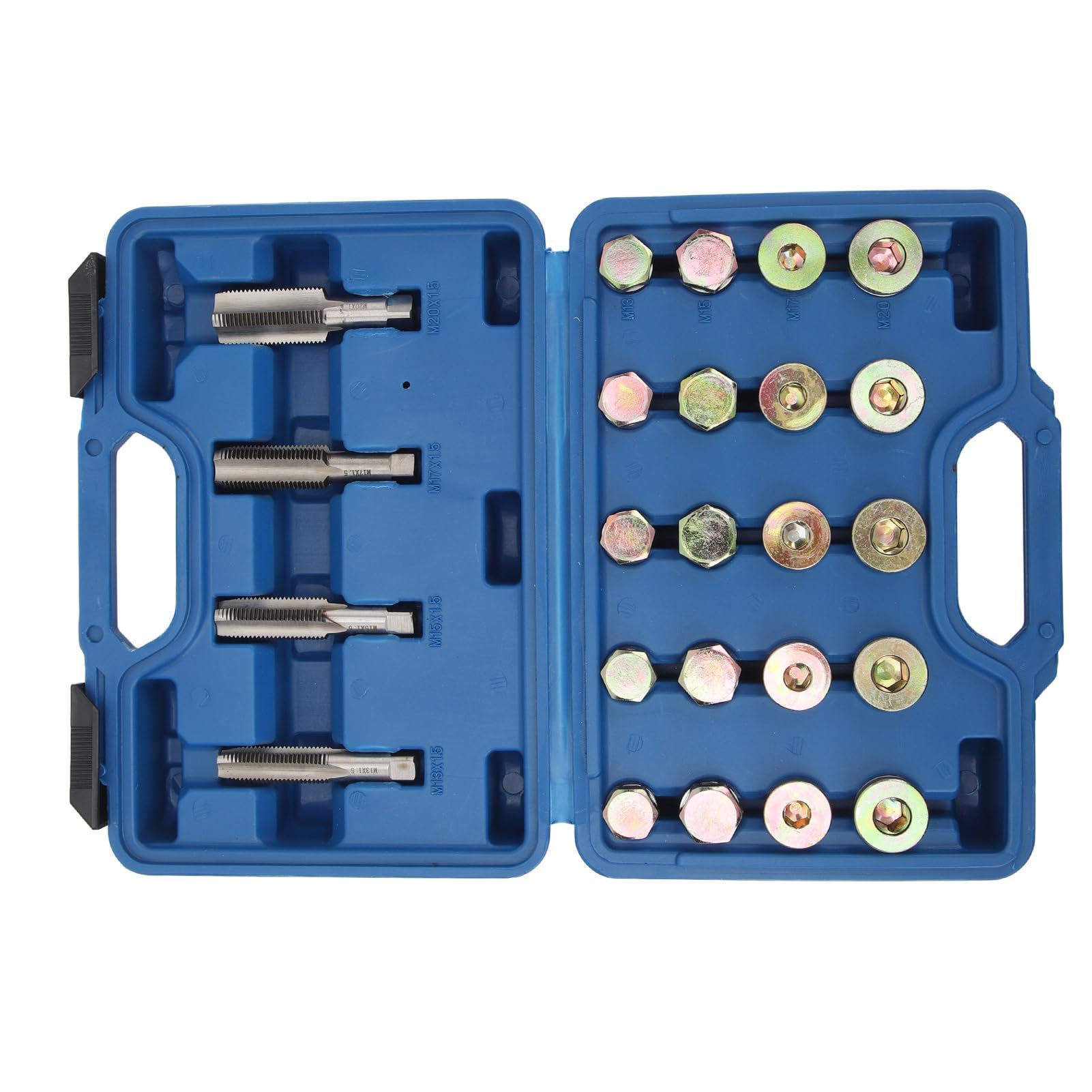 Ausla Kit di Riparazione della Filettatura della Coppa dell'olio da 64 Pezzi, Strumenti di Riparazione della Filettatura in Acciaio per Tappo di Scarico della Coppa e, Adatto per la Manutenzione e