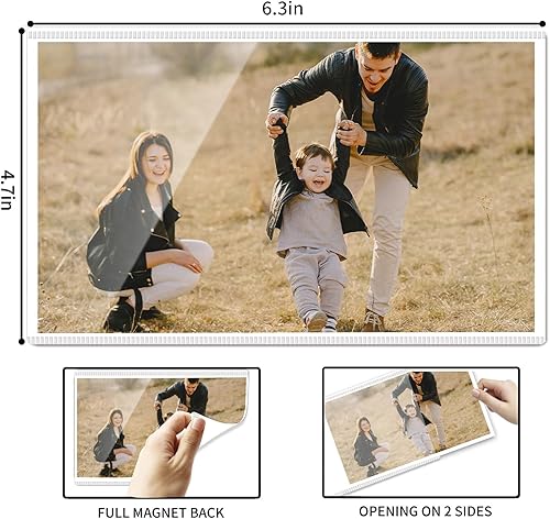 Miniatura 2 de Marco magnético de fotos para fotos de 4 x 6 pulgadas, paquete de 10 bolsillos magnéticos blancos para refrigerador, taquilla y gabinete de oficina