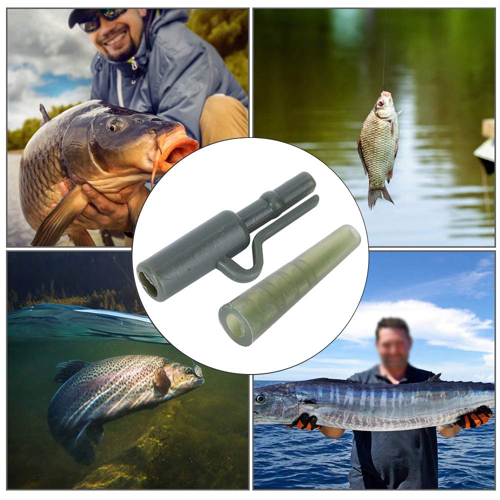 Kit de Accesorios para Aparejos de Pesca de Carpa de Silicona de 50 Juegos para línea de fijación, Conector de Cambio rápido, Clip de Cable de Seguridad de Manga