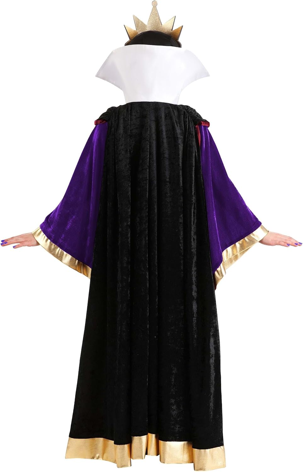 Child Snow White Queen Costume | Girl's Classic Disney Queen Grimhilde Purple Dress, Black Cape, Hood, Belt, &Crown