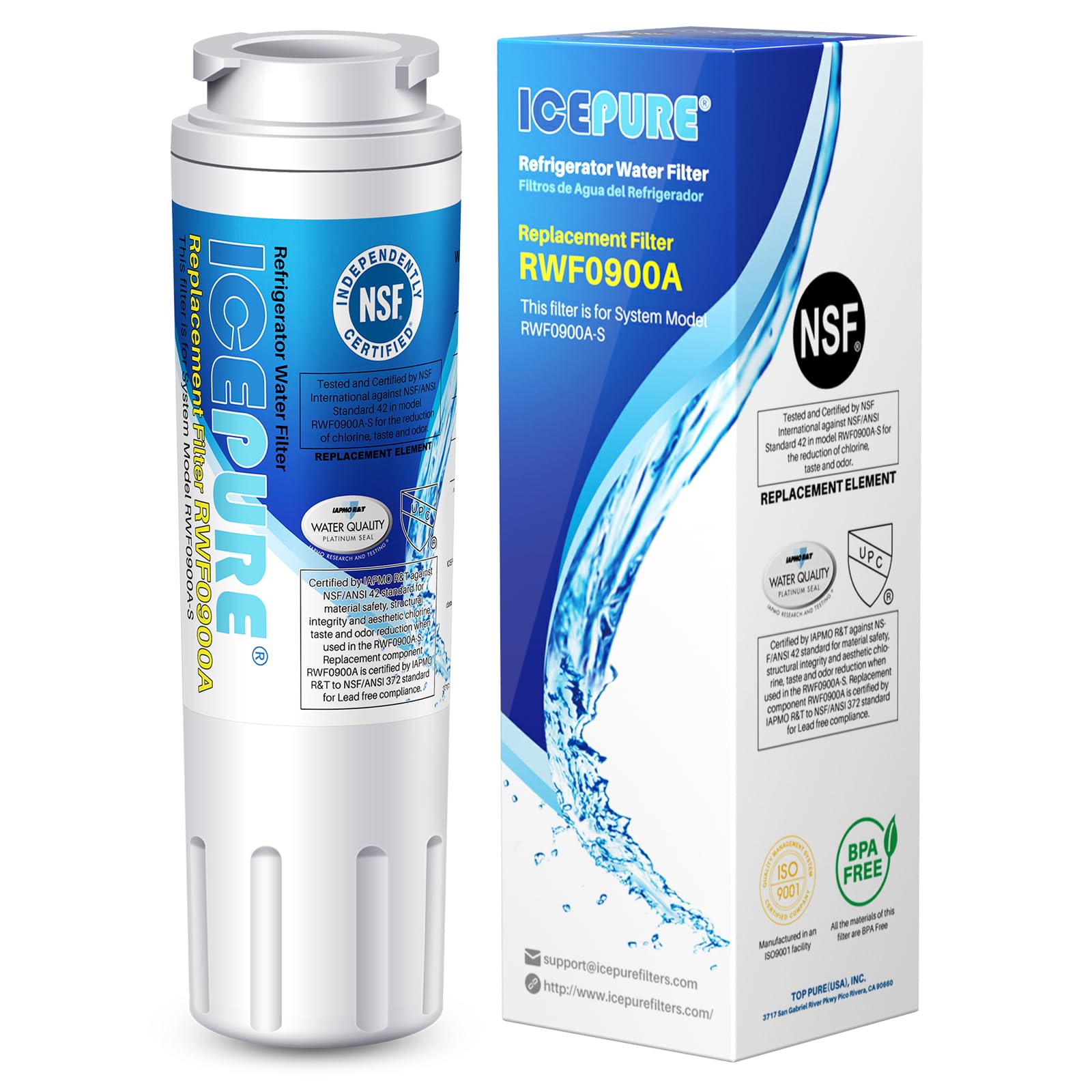 ICEPURE UKF8001 Replacement for Whirlpool Filter 4 EveryDrop EDR4RXD1 1Pack