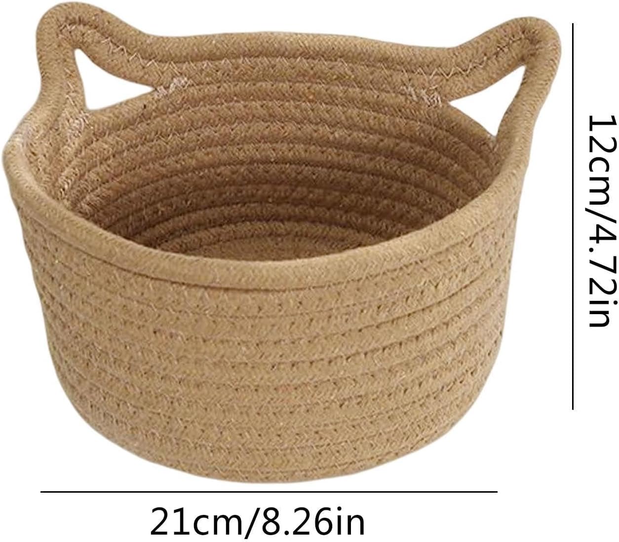 Home Storage Storage Basket,Cat Ears Woven Bin, Small Round Organizer, Cotton Wire Basket,Decorative Handwoven Storage for Toys Makeup Towels,Desktop Solution with Cat Sh