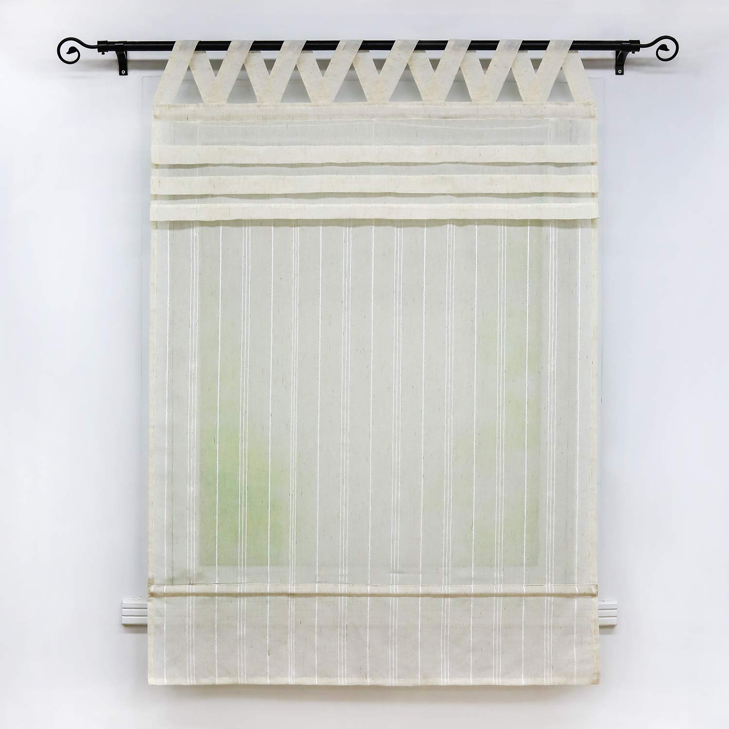 Store Romain Semi-Transparent Aspect Lin Joyswahl Tilla - 100x140 Cm Blanc Avec Passants En V