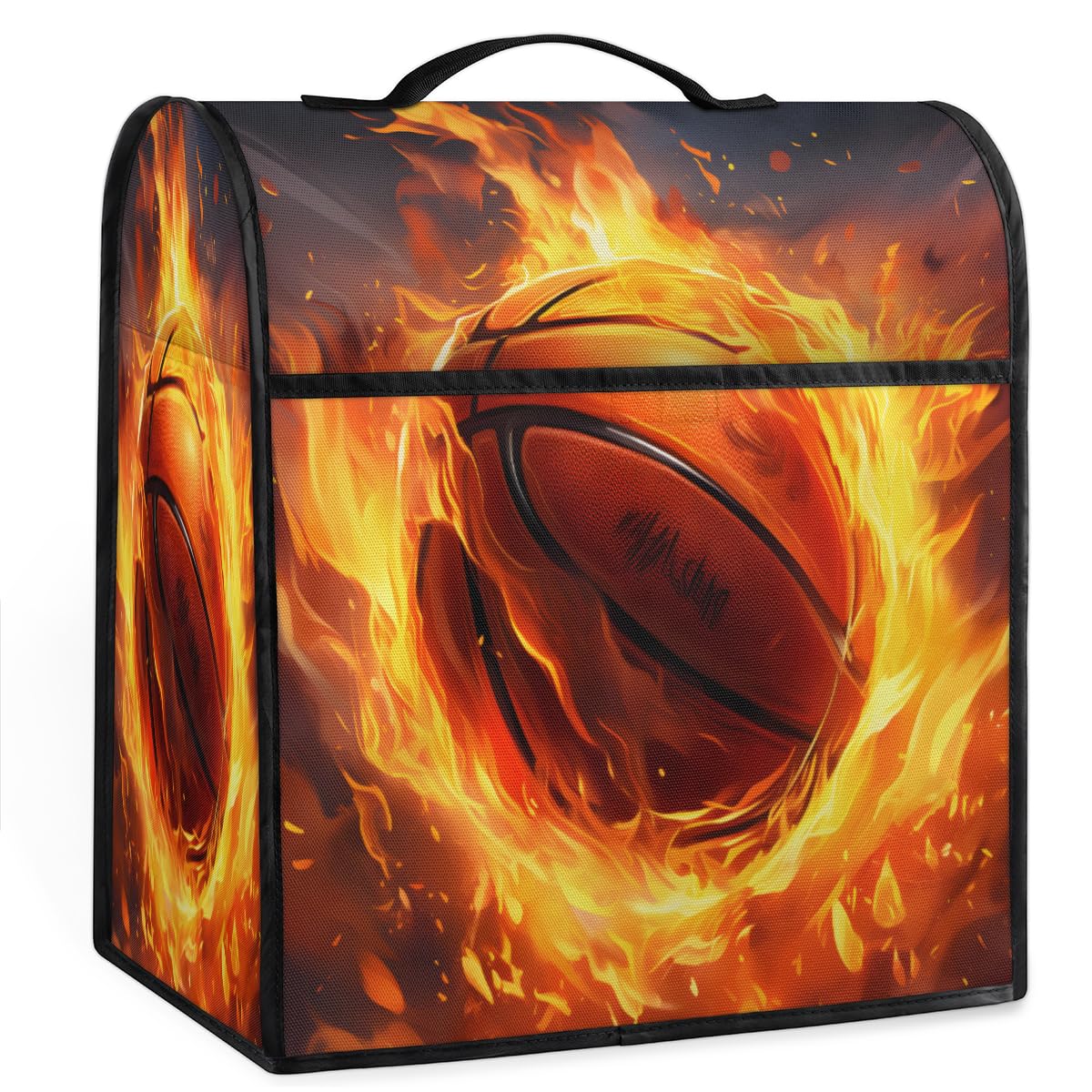 Coffee Maker Cover Flame Basketball Kitchen Appliance Covers Small Appliance Covers Blender Cover Juicer Cover Dust Covers for Kitchen Appliances with Top Handle and Pockets,Washable,C515