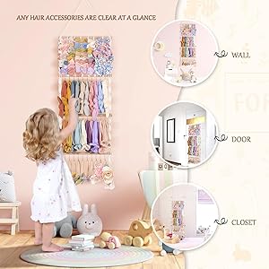 VISATOR Headband Holder Bows Organizer - Baby Girls Hair Accessories Holder - Toddler Girls Room Wall Decor
