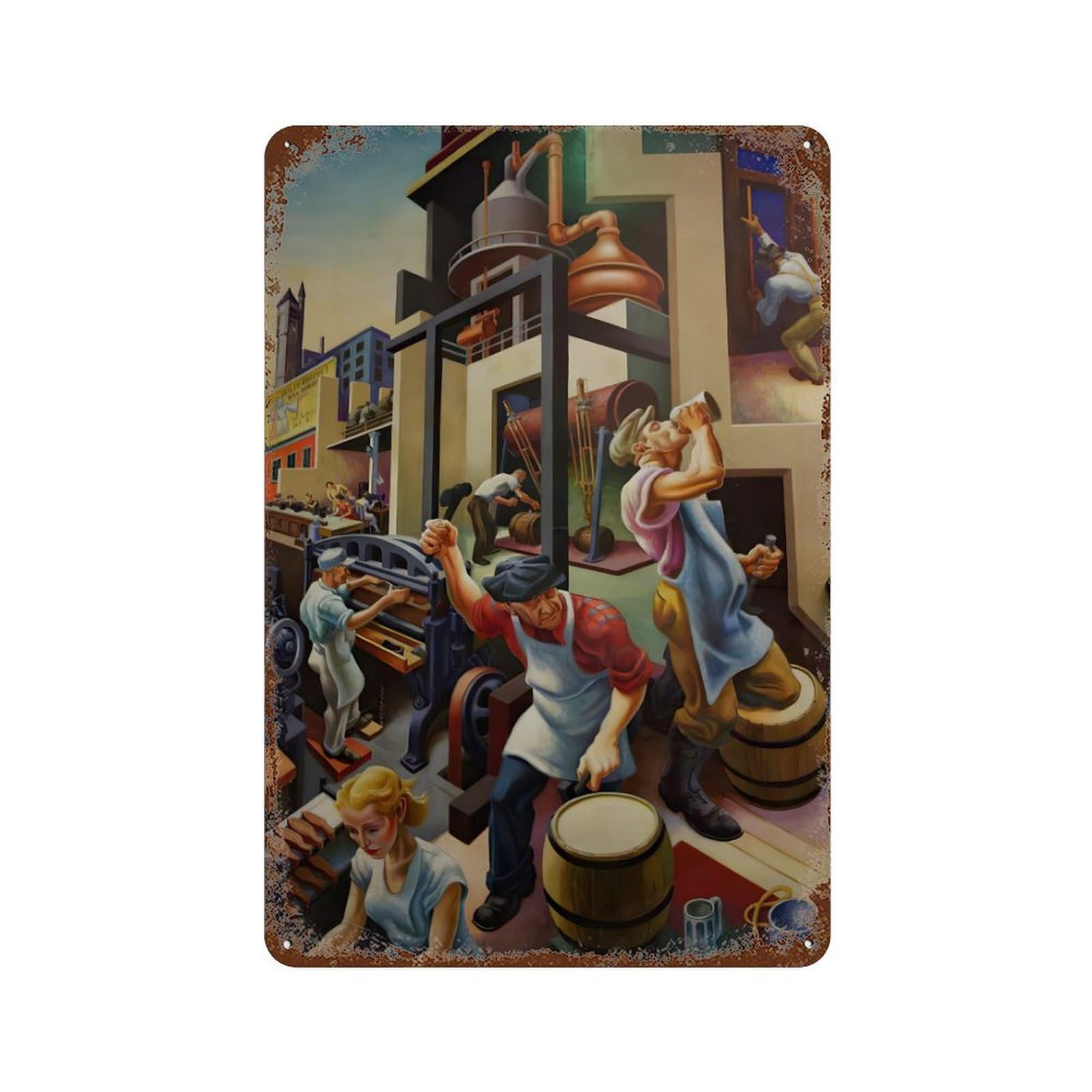 xiaoxiaoshen Thomas Hart Benton (12) Wall Decor Art Metal Tin Poster Modern Home Decor Art Home Bar Shop Decorations Vintage Sign 30x20cm
