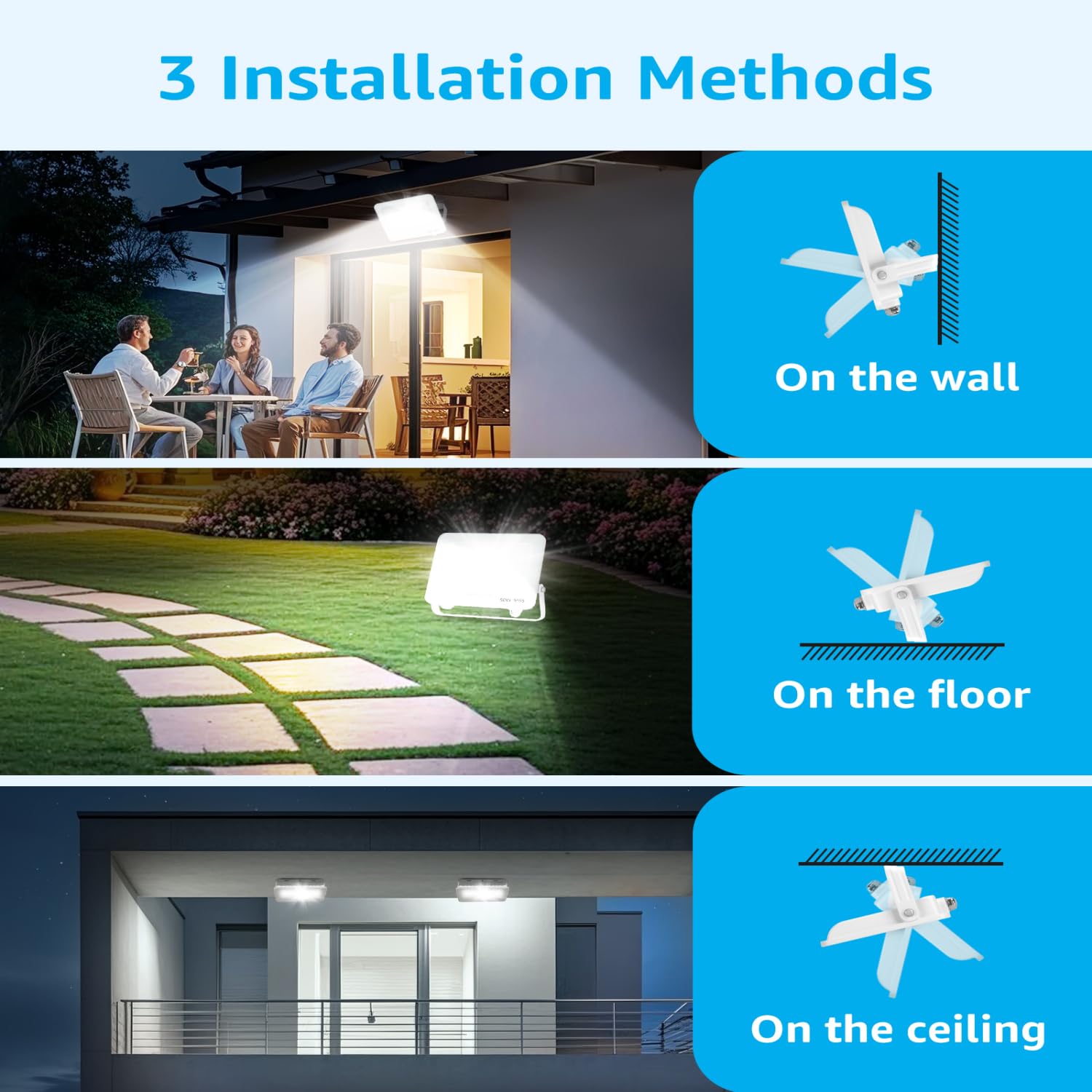 Aigostar Foco LED Exterior 50w, 4500LM Foco Proyector LED, IP65 Impermeable Luz de Seguridad, Luz blanca 6500K Luces led exterior, Para Jardín, Patio, Garaje, Paquete de 2