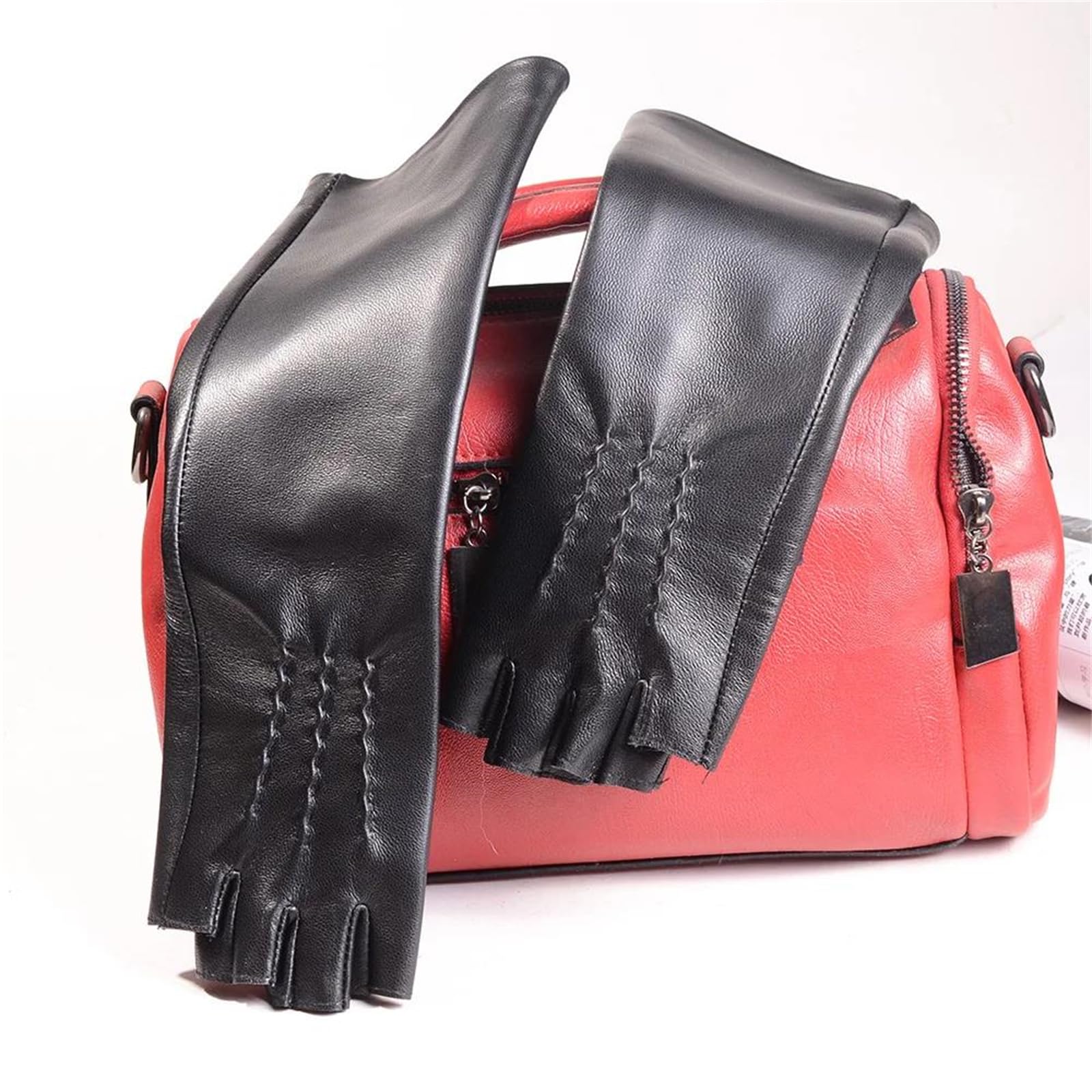 Guantes largos de piel de oveja auténtica para mujer, con medio dedo, longitud de ópera, para fiesta de noche, formales