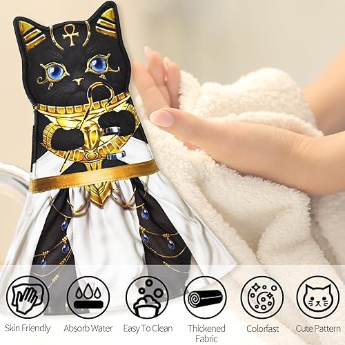 Miniatura 8 de Toallas de mano de gato para niños, toallas de gato para baño y cocina, toalla de decoración de gatos para niños, regalos de gatos para niñoscuentos