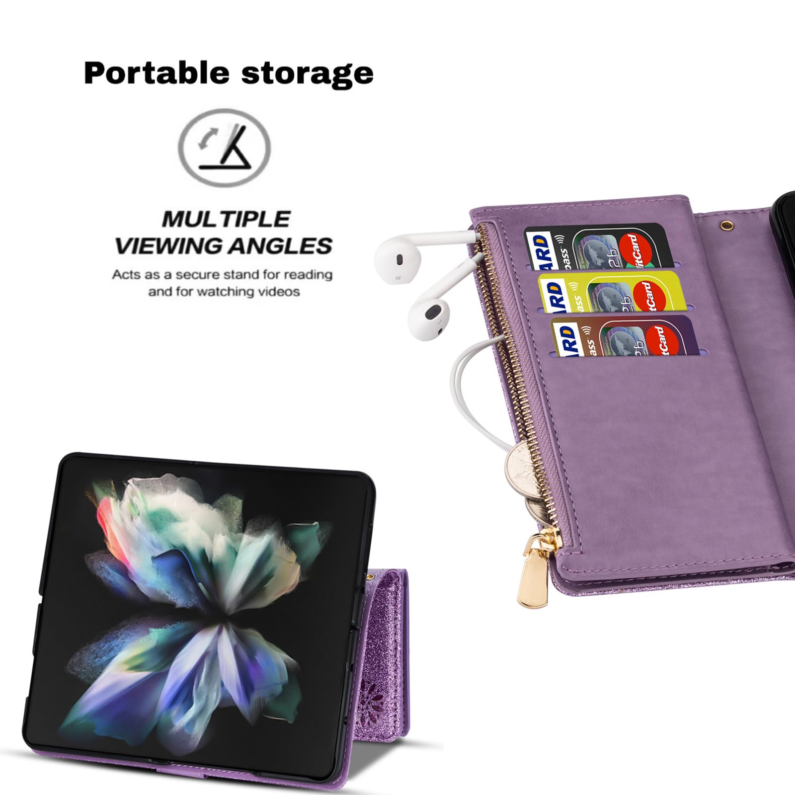 Custodia a portafoglio in pelle per Samsung Galaxy Z Fold 8 Ultra Nero