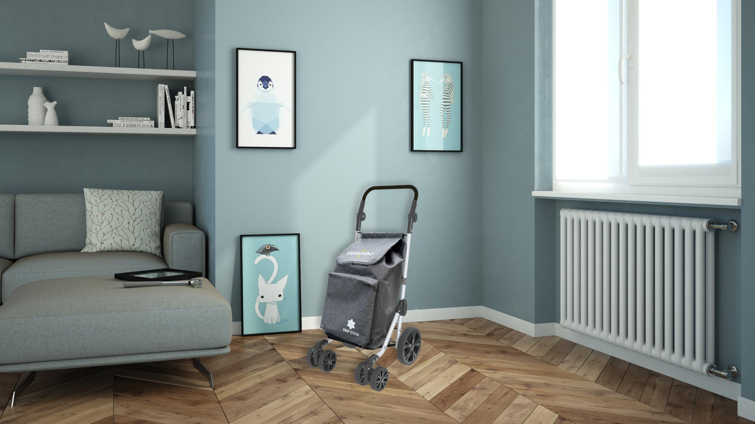 COLOMBO Troll Carrello Spesa in Alluminio Leggero e Resistente 60L con Borsa Termica 4L, 6 Ruote Push&Pull, Manubrio Regolabile Antiscivolo, Porta Monete – Carrello Spesa Pieghevole, Salvaspazio