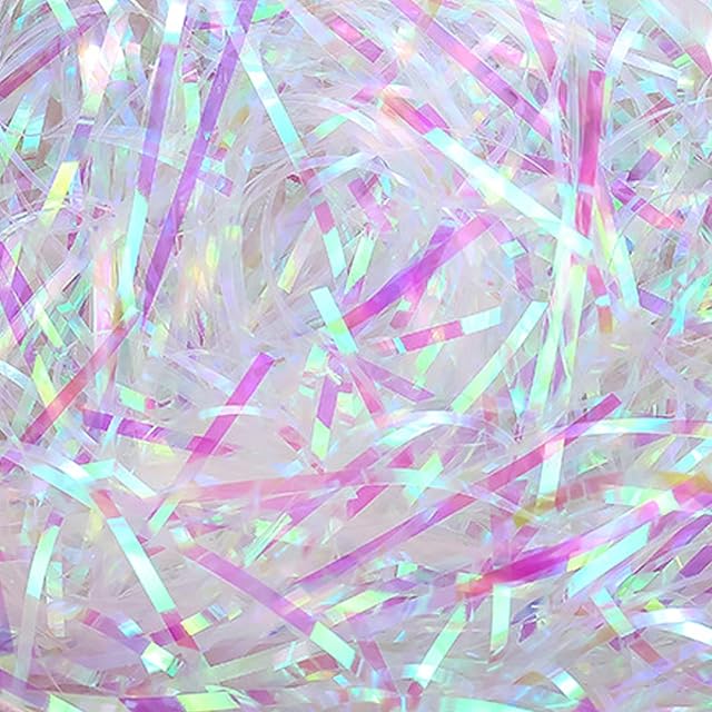 120 Grams Shredded Tissue Paper, Shredded Paper in Iridescent, Gift Filler Paper Shreds, Sparkly Filler Paper for DIY Gift Packaging, Party Supplies, Accessories Decorations(Iridescent White)