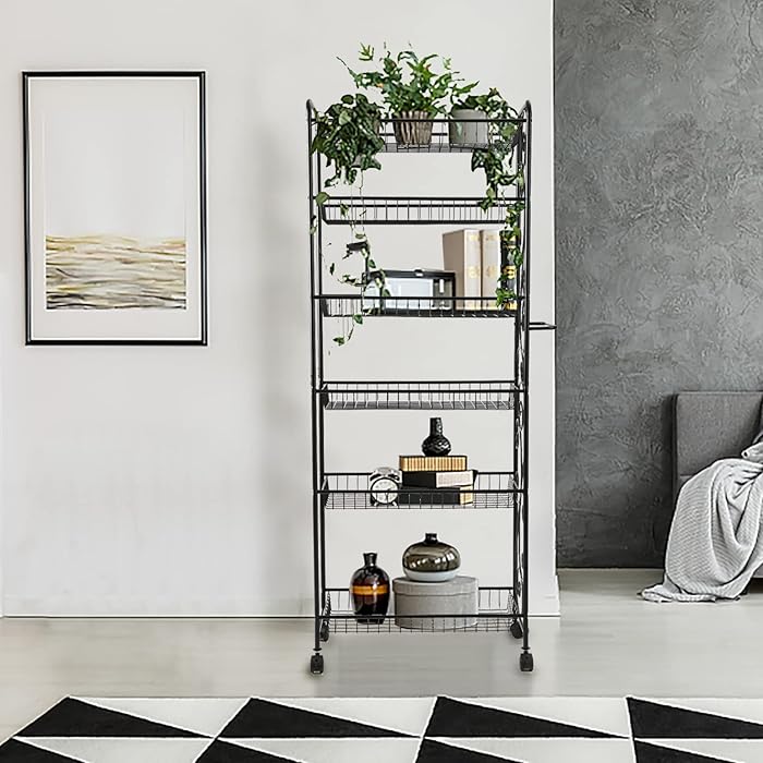 Buy HLC 6 Tier Freestanding Wire Shelving Unit with Baskets 22" L*12" W*54" H Metal Rolling Cart