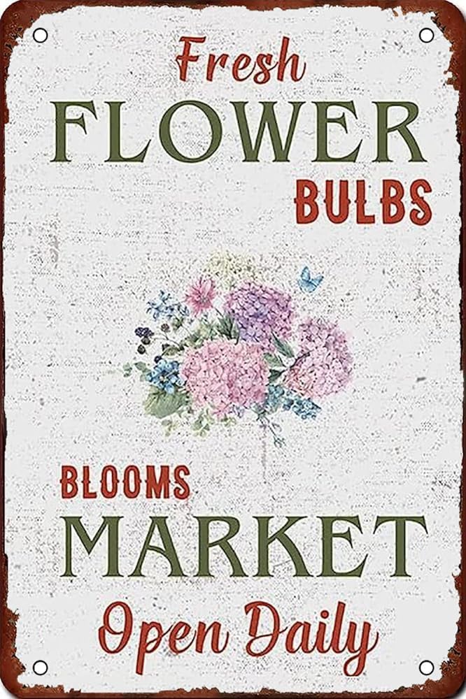 Kwqdozf As Pic Fresh Hydrangea Flower Market Vintage Metal Aluminum Tin Sign Door Signs Ex