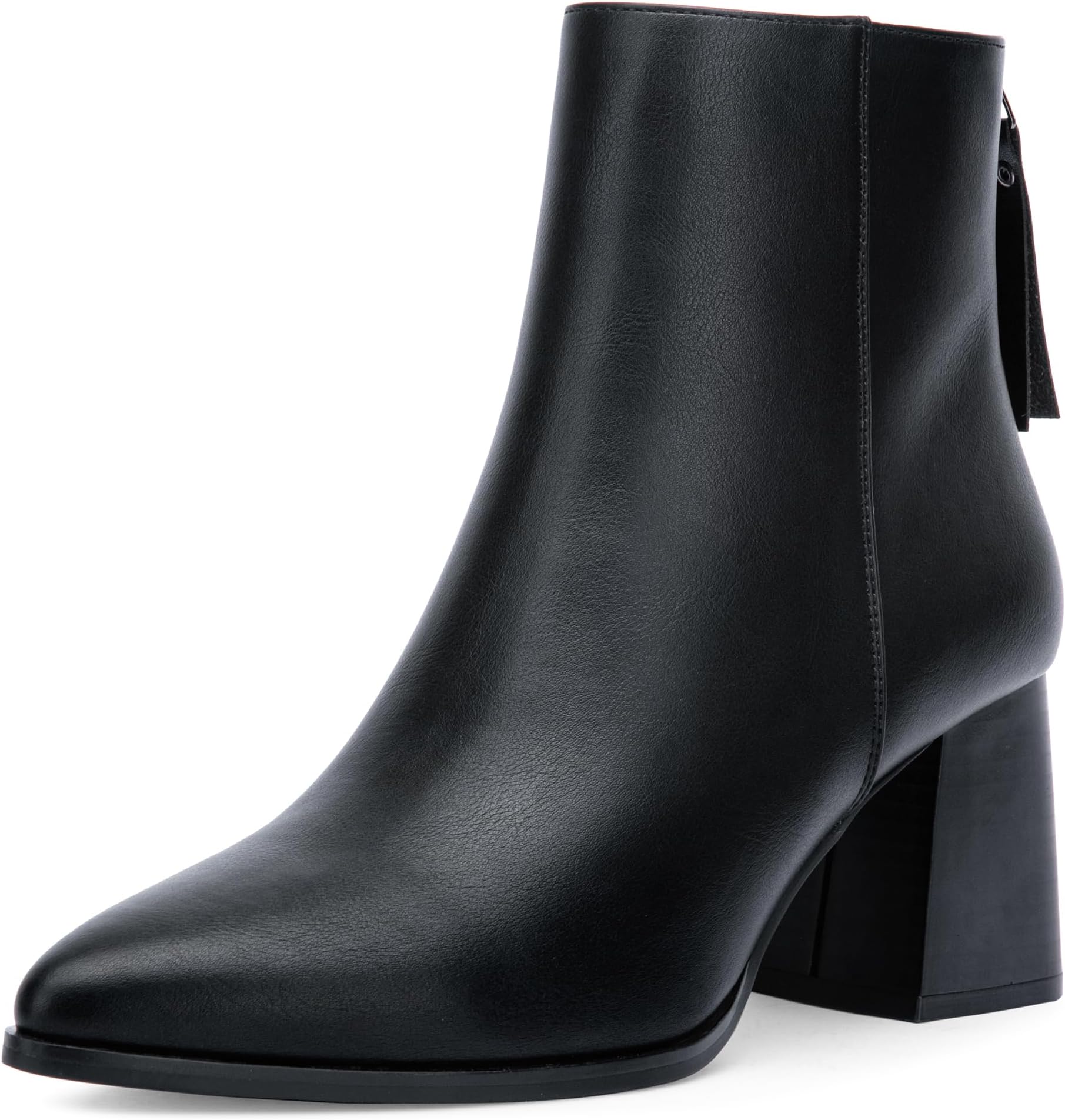 Women's Chunky Heeled Ankle Boots, Pointed Toe Stacked Block Heel Booties