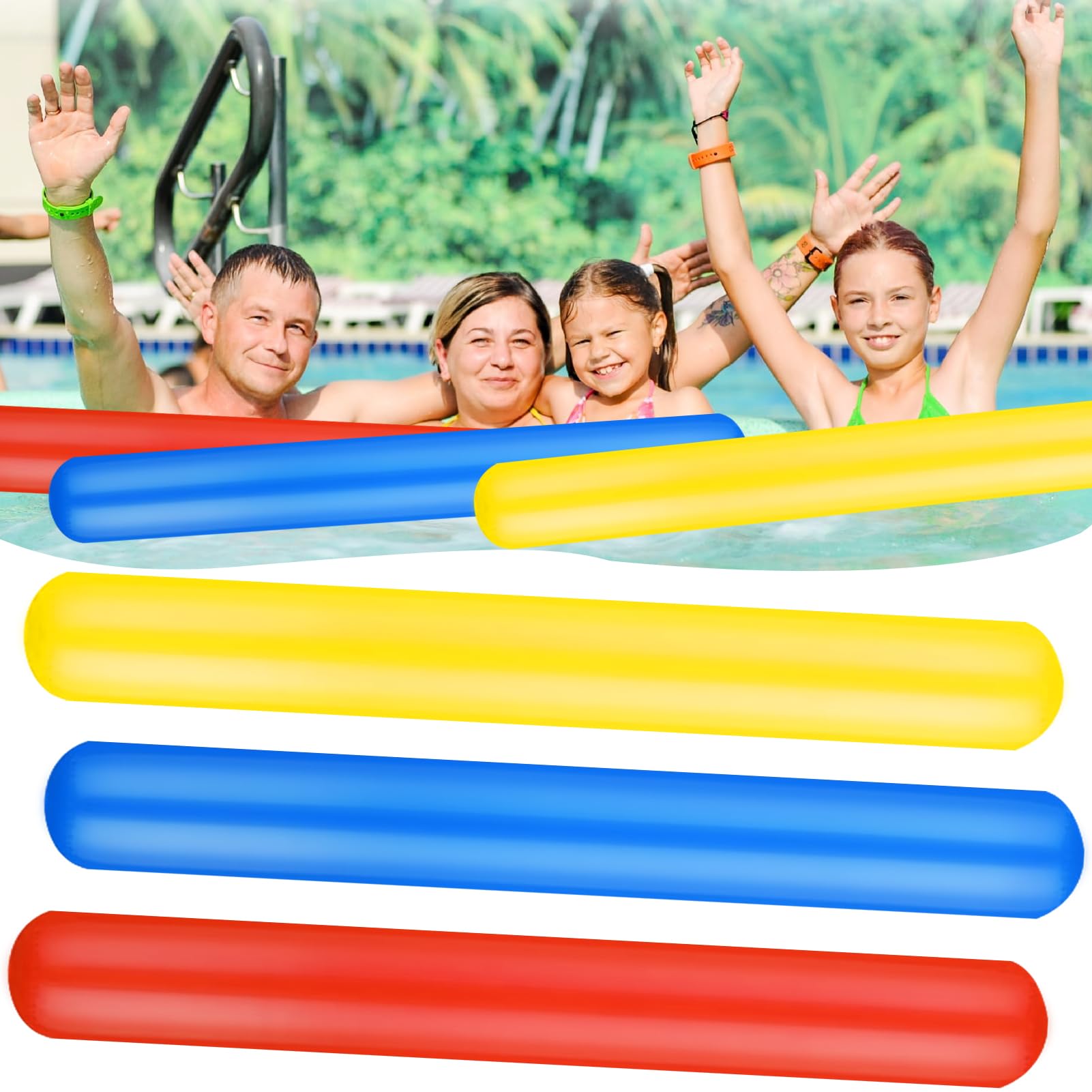 3 Pcs Fideos De Natación, Tubo Flotador Piscina, Churro Piscina niño, Churro para Nadar Tubo Flotador, Tubo De Espuma De Fideos De Piscina De Espuma Hueca Gigante(Rojo,Amarillo,Azul)