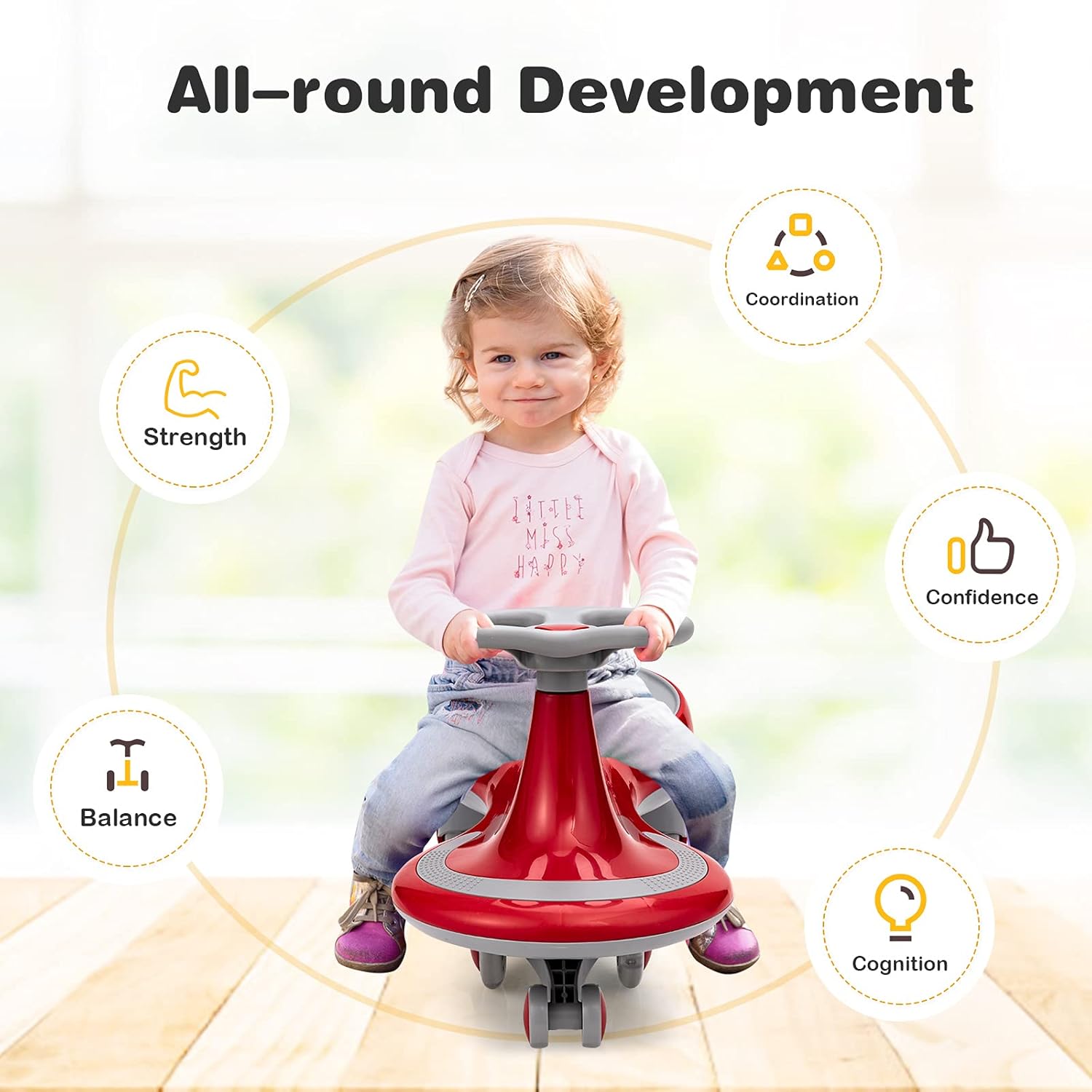 Wiggle Car-Ride on Toy, No Batteries, Gears or Pedals, Uses Twist, Swivel, Wiggle Car with LED Flashing Wheels, Kids Swivel Car for Boys and Girls 3 Year and UP