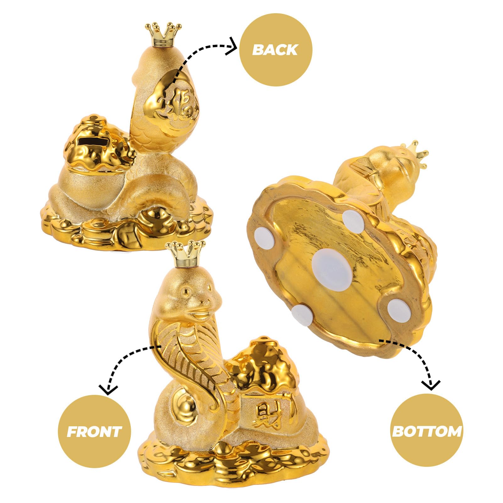 Abaodam Tirelire en Céramique Serpent Moyen, Récipient à Pièces Décoratif, Boîte à Économies pour Garçons, Statue Feng Shui Amulette, Organisateur D’épargne Familial, Présent Original