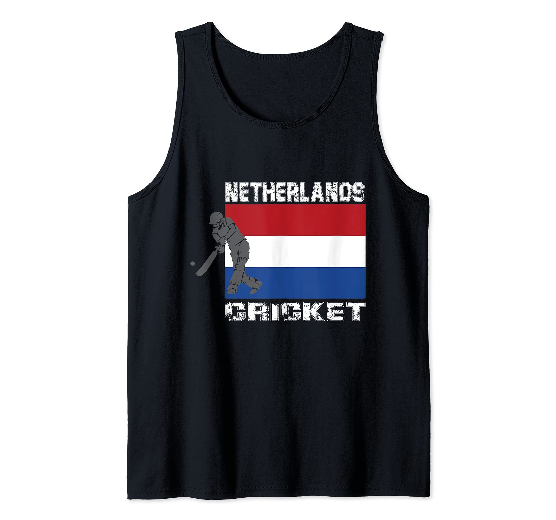 Netherlands Cricket Batsman Batting International Fan Tee Tank Top, Black