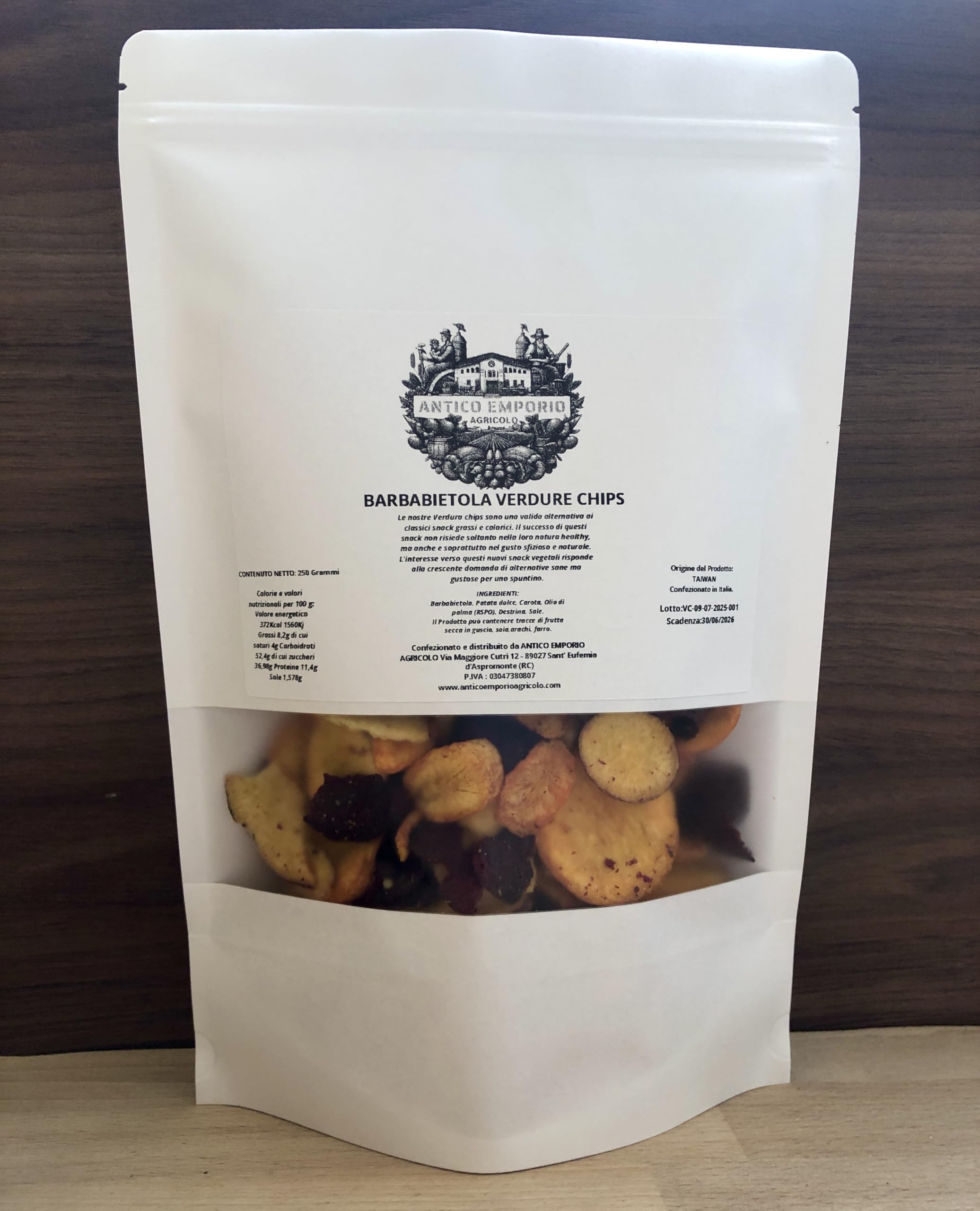 Barbabietola Verdure Chips - Chips di Verdure essiccate, croccanti - 450 Grammi in Sacchetto in kraft Richiudibile - Snack Sfizioso e Salutare, chips vegetali con patata dolce, carote e Barbietola