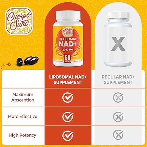 Miniatura 5 de Suplemento liposomal NAD de 2000 mg  Alta absorción y NAD Pontecy, más eficiente que la nicotinamida ribósido, 100% puro NAD+ suplementos para