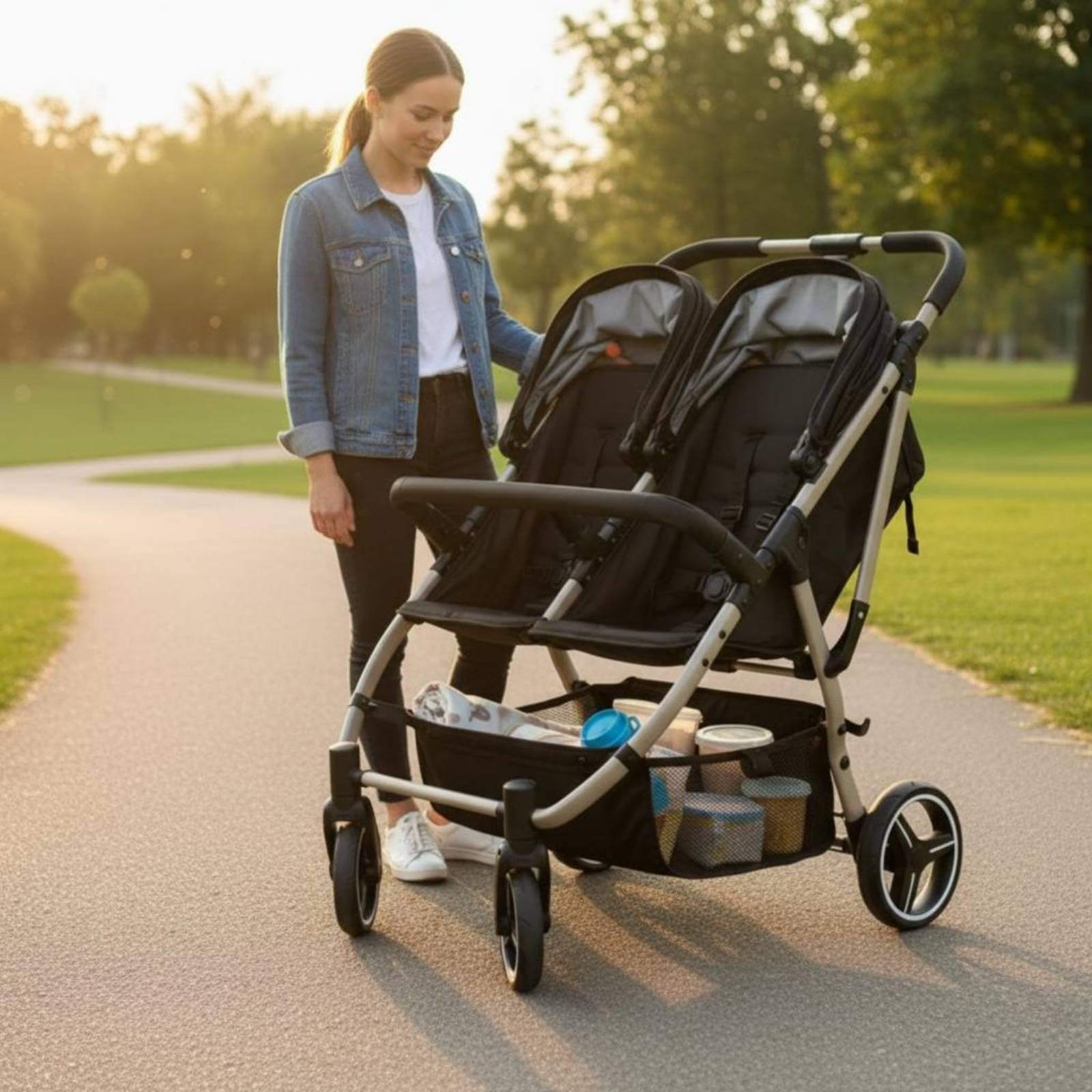 Organizer Basket Kinderwagen Organizer Tasche Aufbewahrung Korb Ablage Oxfordstoff Großes Fassungsvermögen Universal Befestigung für Spaziergänge, 210D